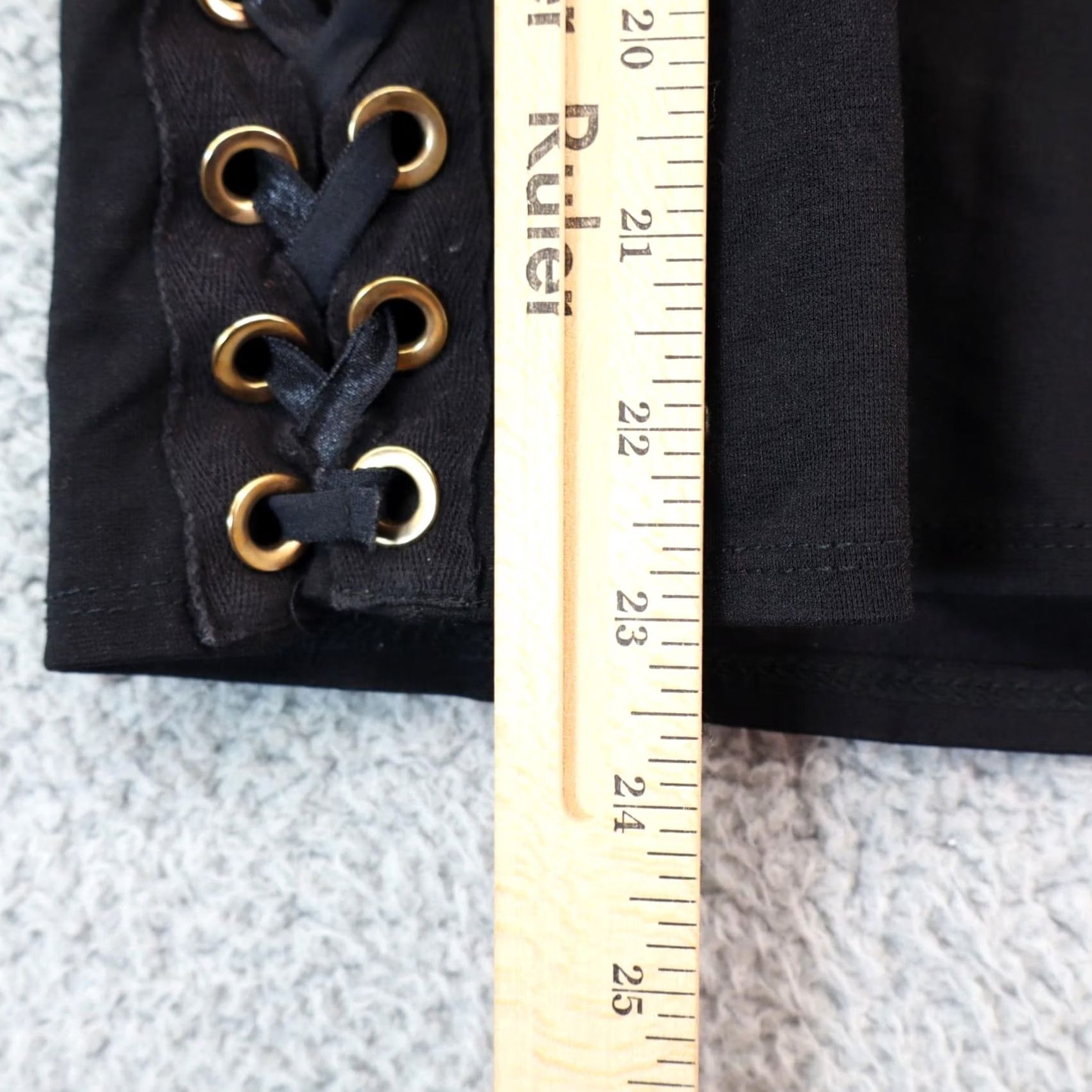 Vintage VINTAGE Touch Me Skirt Long A-Line Black L Womens 90s Casual Polyester Tie Side Metal Eyelets USA Size 36" / US 14 / IT 50 - 2 Thumbnail