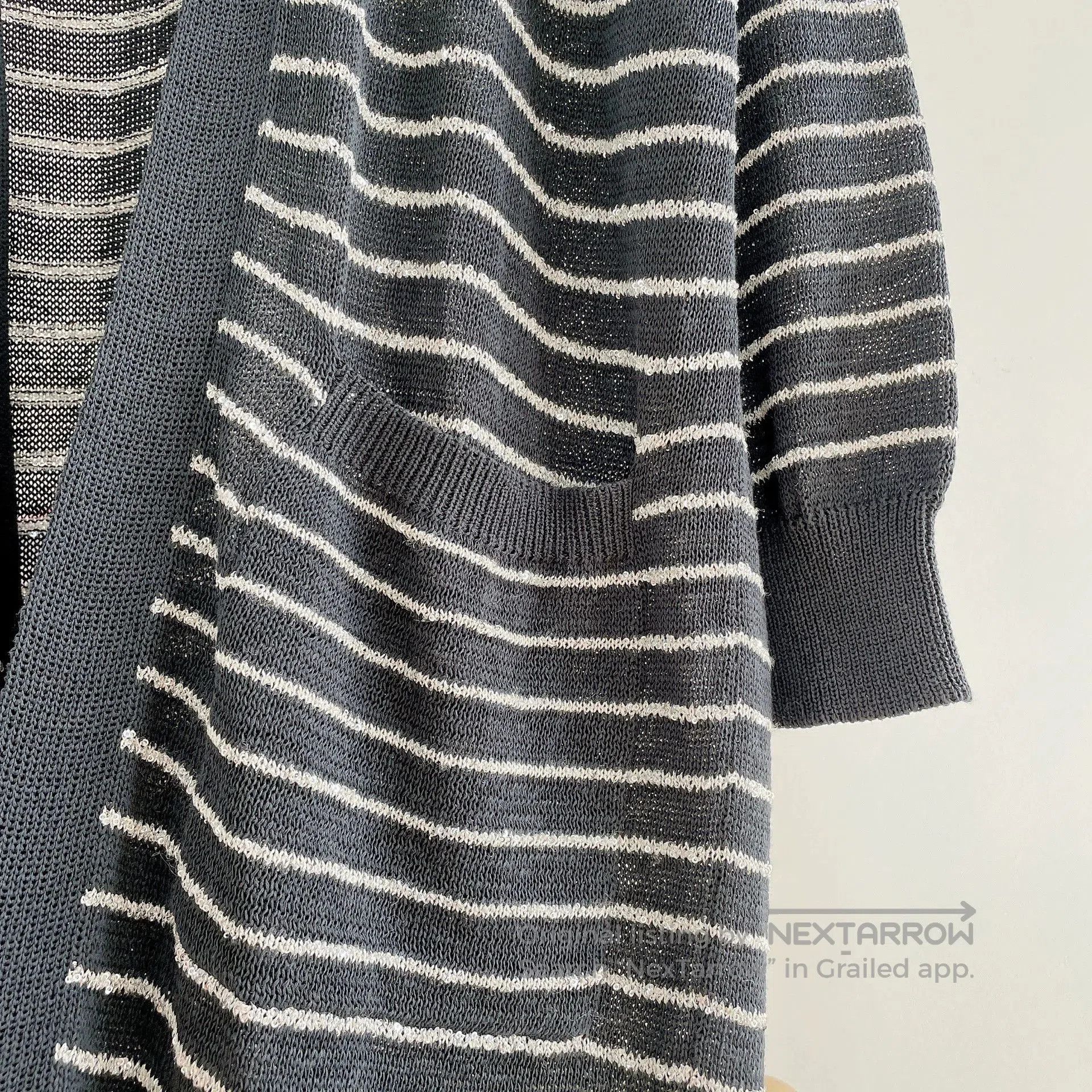 Brunello Cucinelli Striped Sequin Cardigan.