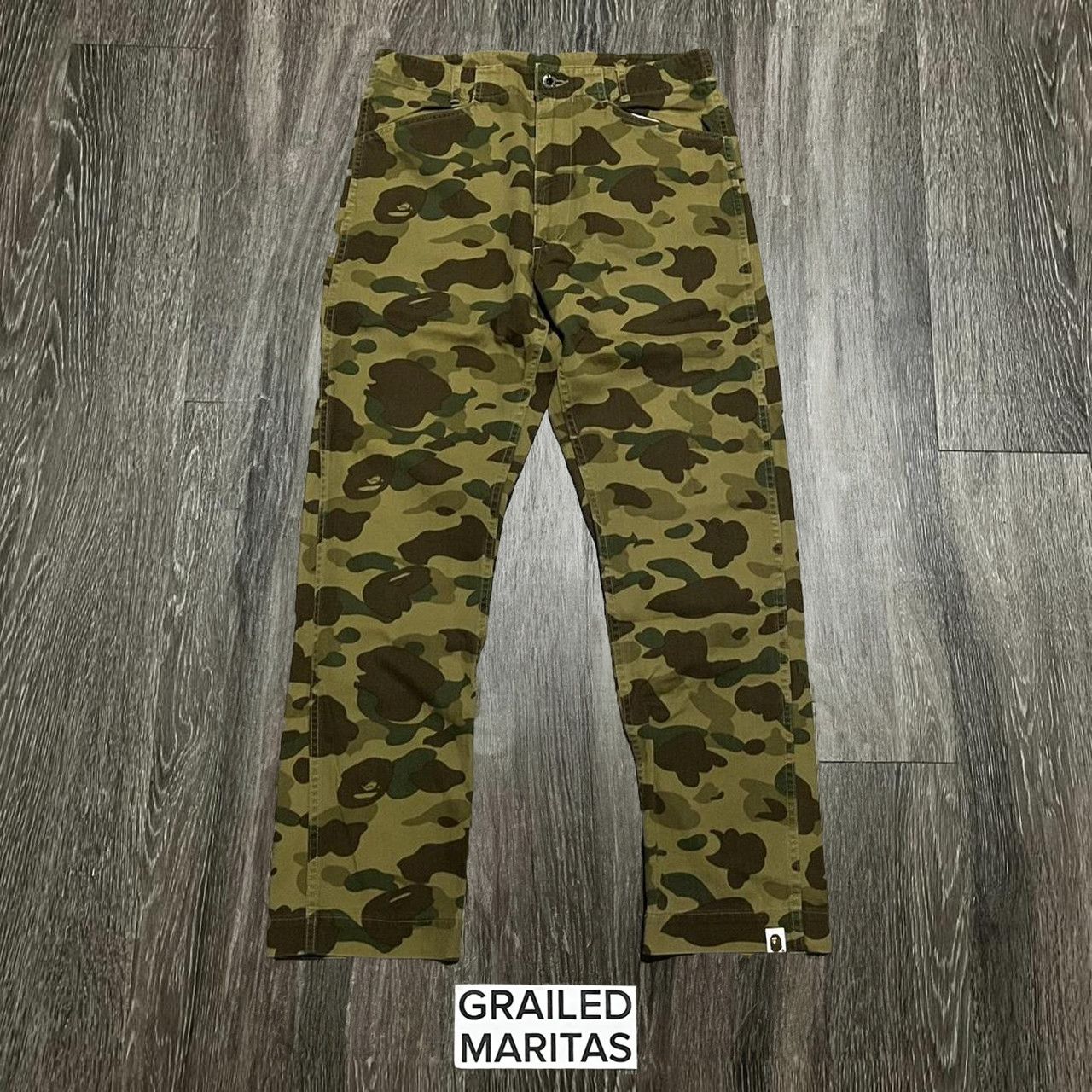 Bape [Avg. Resell: $275] A Bathing Ape (BAPE) Olive Camo Pants Size US 30 / EU 46 - 8 Thumbnail
