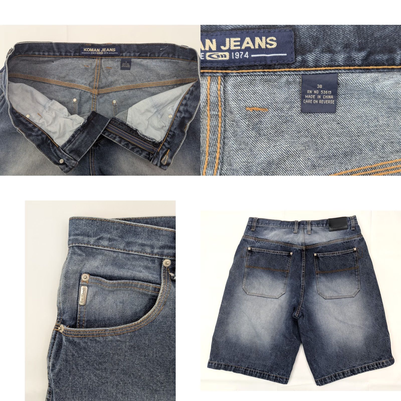 Denime KOMAN Baggy Denim Shorts 38x13 Men Blue Cotton Hip Hop Vintage Vtg Baggy Straight Front Zip Button Pockets 13 Inseam 38 Waist Size US 38 / EU 54 - 8 Thumbnail