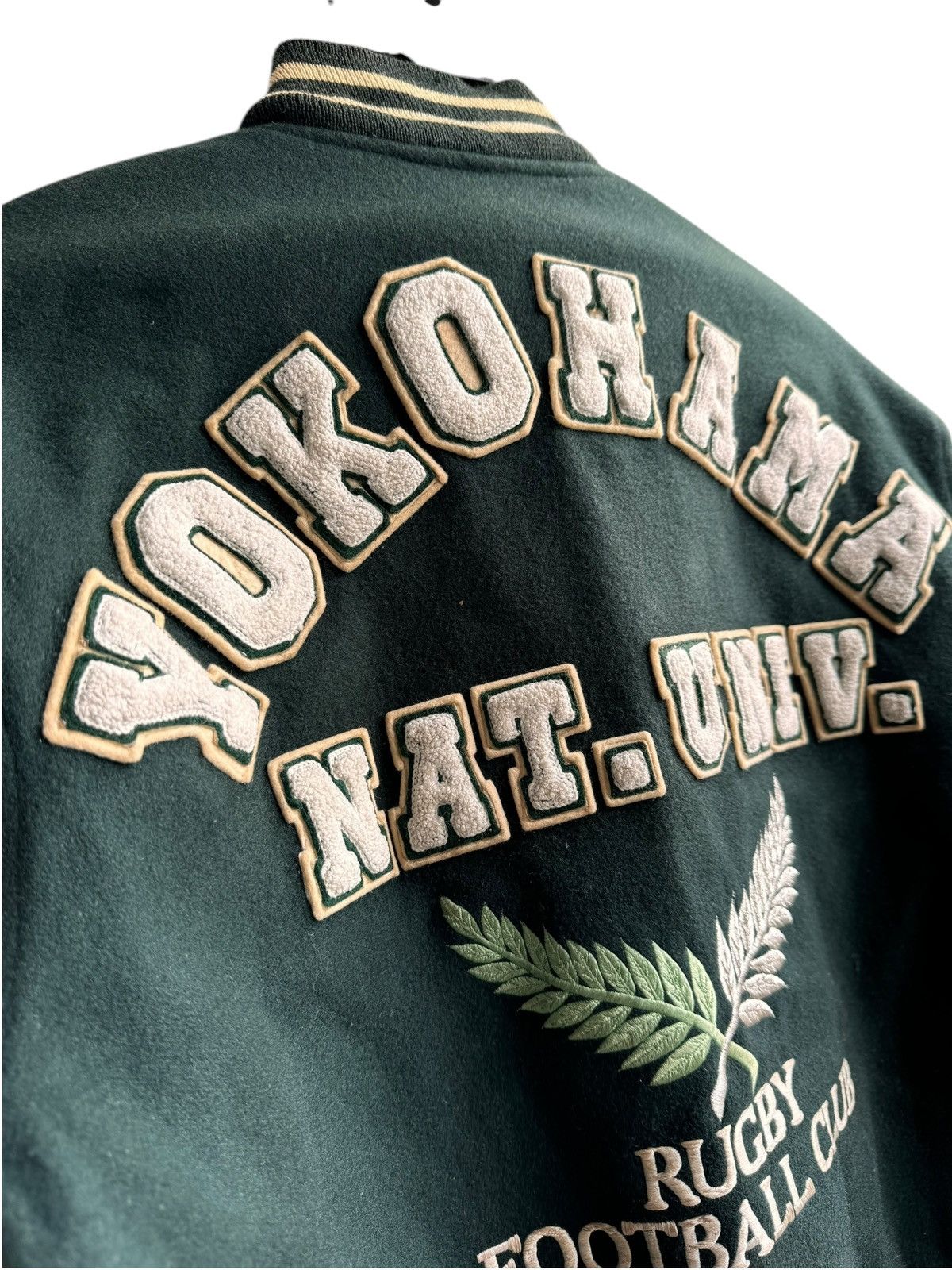 Vintage Vintage Varsity Yokohama Rugby Leather Sleeve Jacket Size US L / EU 52-54 / 3 - 10 Thumbnail