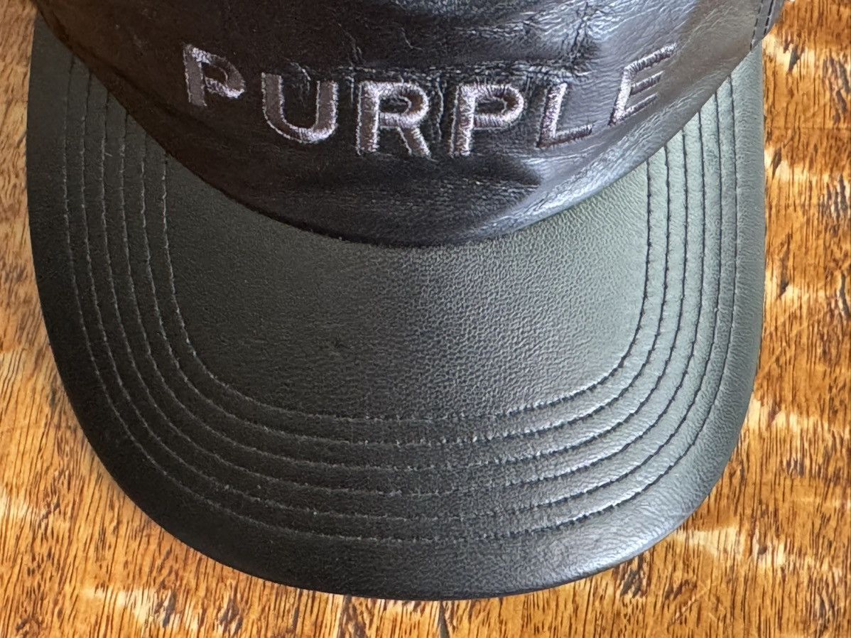 Purple Brand New PURPLE Brand Black Leather Hat Size ONE SIZE - 6 Thumbnail