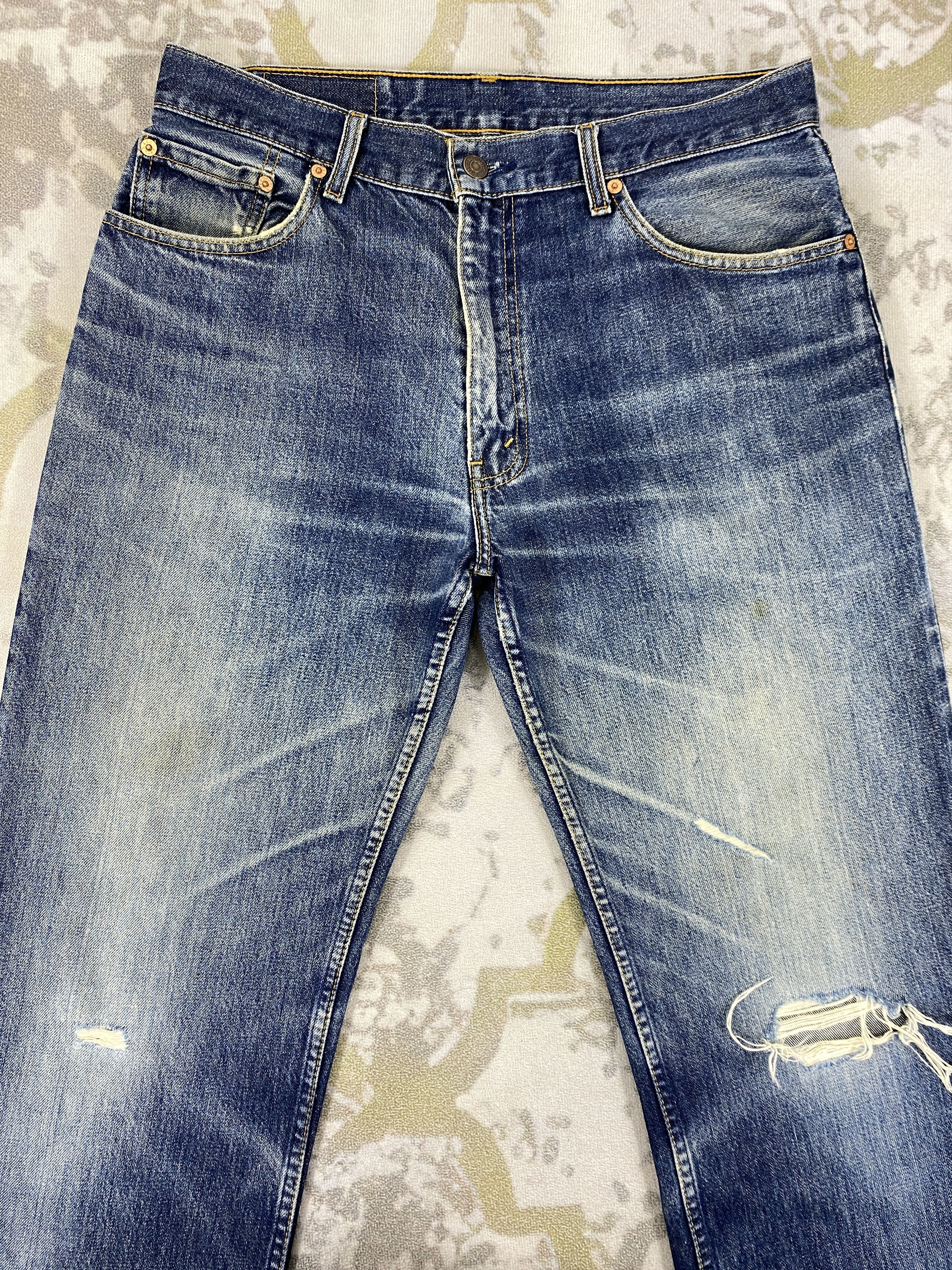 Levi's Dark Blue Distressed Vintage Levi's 506 Denim -JN683 Size US 33 - 3 Thumbnail
