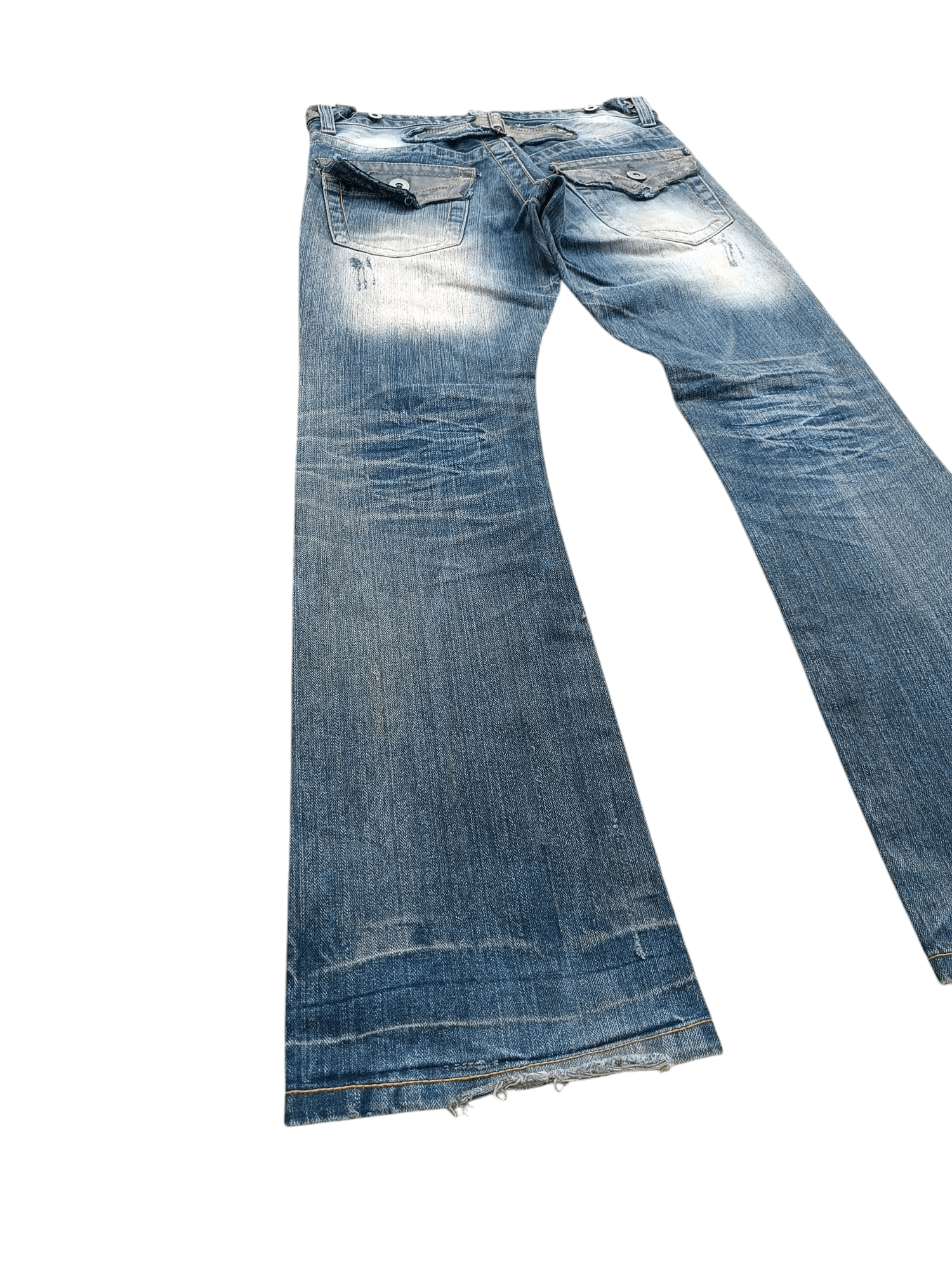 Japanese Brand FLARED🔥Japanese Brand LIMITED Distressed Buckle Back Denim Size US 32 / EU 48 - 12 Thumbnail