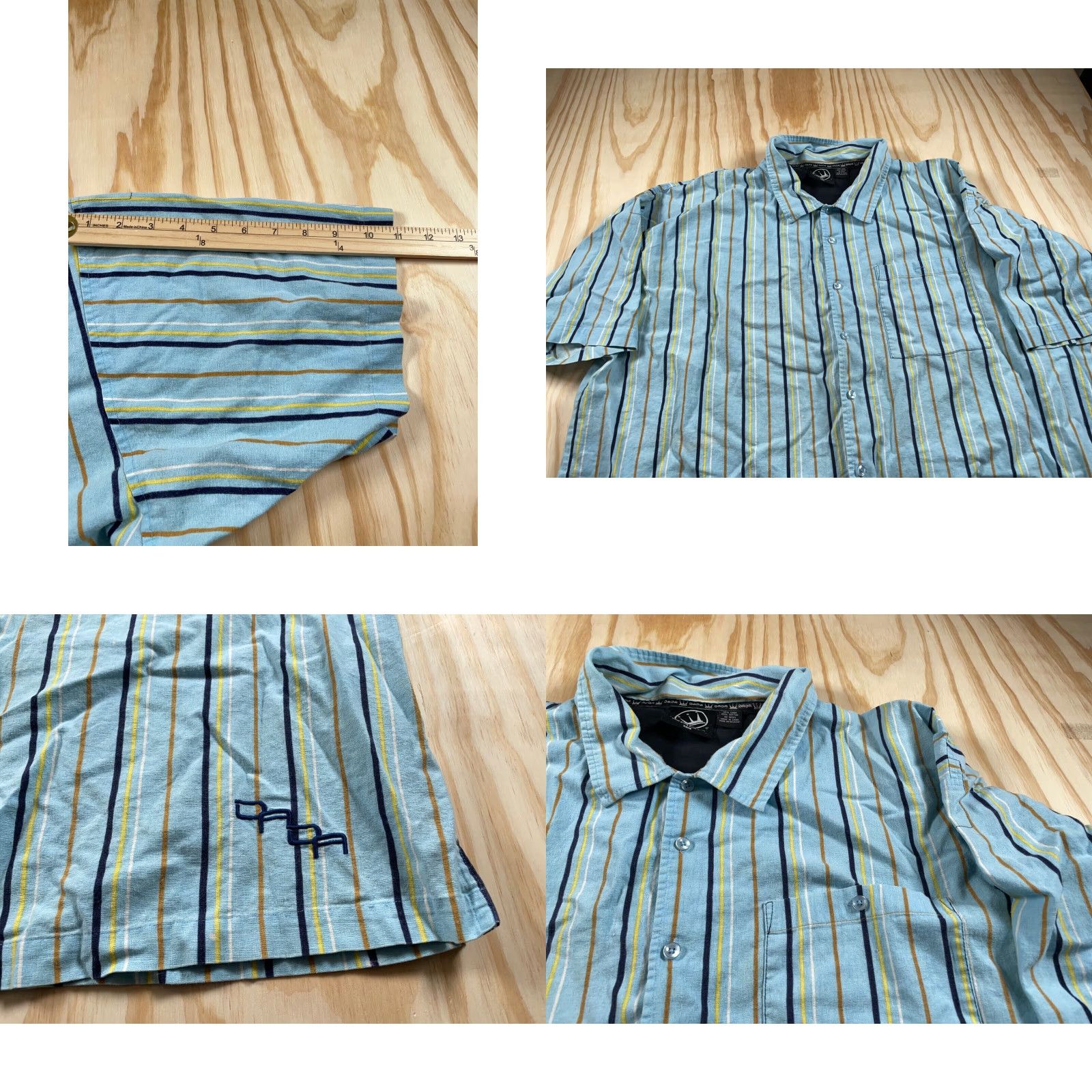 Vintage VINTAGE DADA SHIRT Striped Short Sleeve Men 3XL Light Blue Linen-Cotton Damani Dada Tag Hip Hop Retro Style 90s Mens Size US XXL / EU 58 / 5 - 8 Thumbnail
