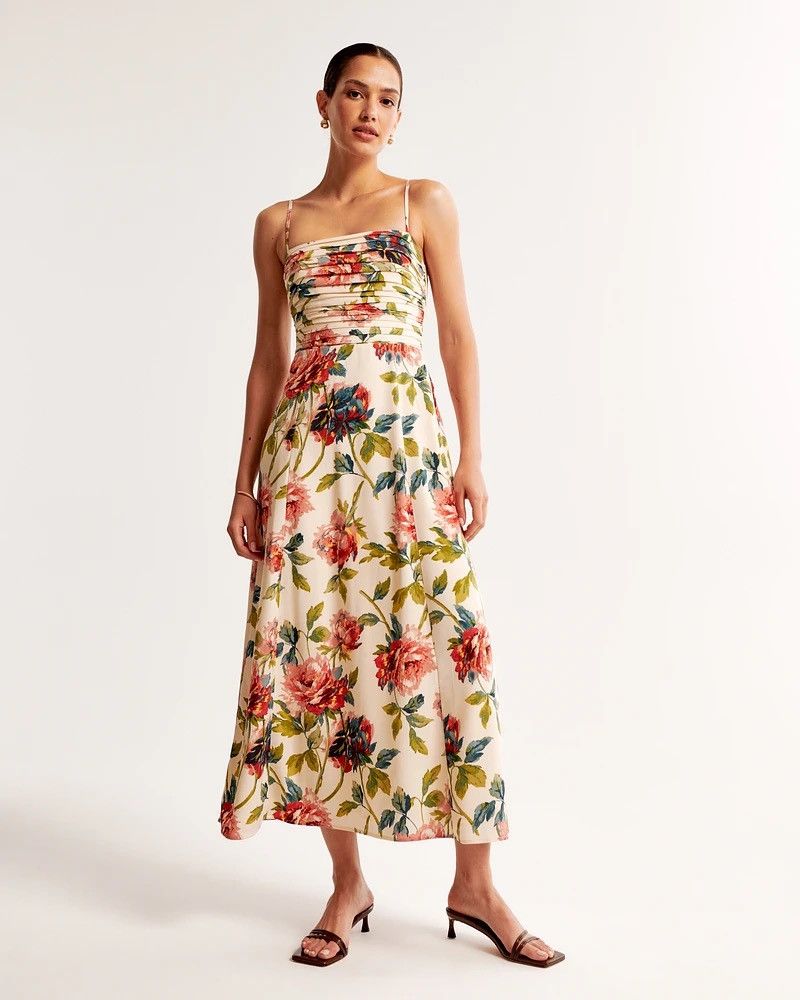 Abercrombie & Fitch Abercrombie & Fitch Emerson Crepe Smoked Back Midi Dress Size XL / US 12-14 / IT 48-50 - 1 Thumbnail