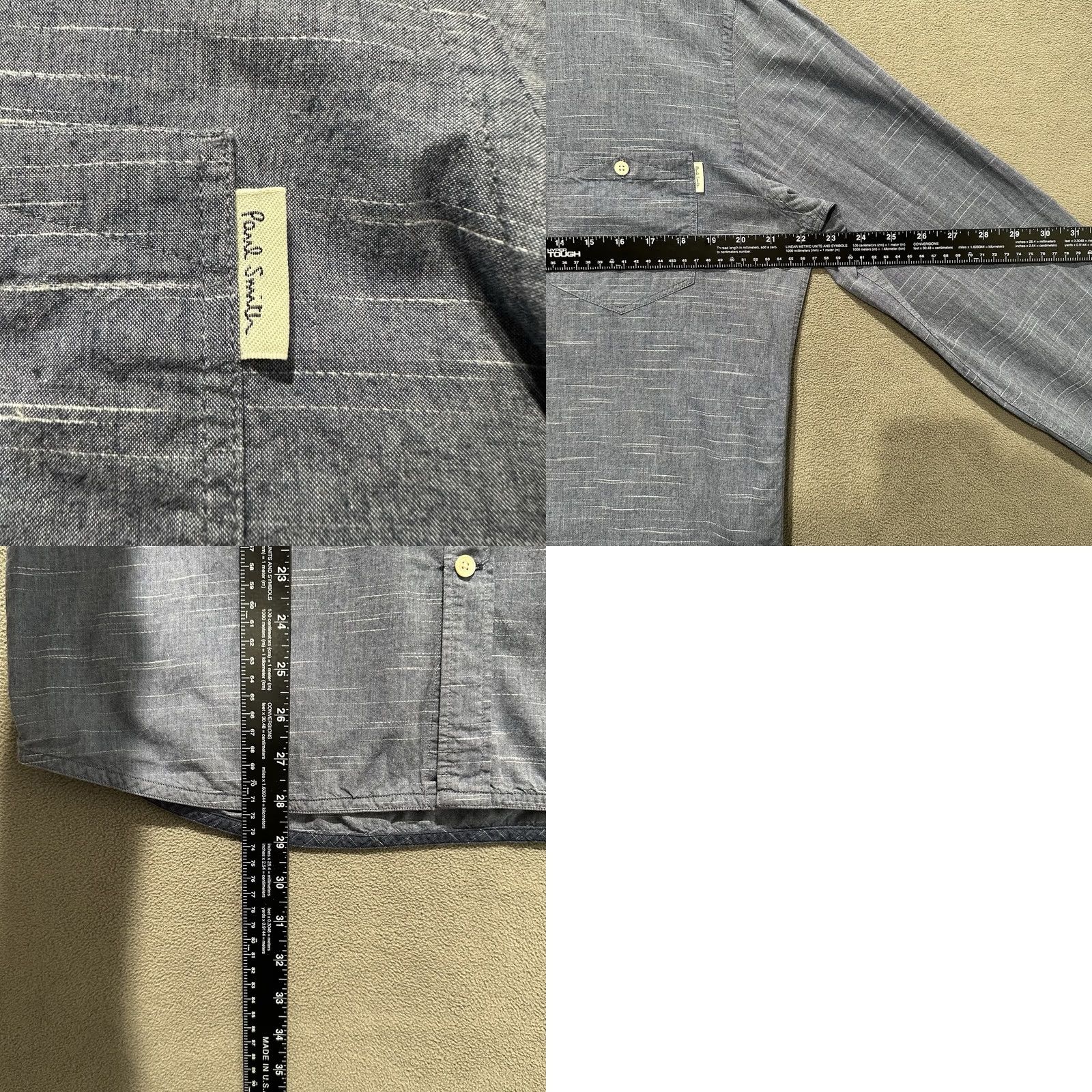 Paul Smith Paul Smith Shirt Mens Large Blue Chambray Button-Down Long Sleeve Casual Pocket Size US L / EU 52-54 / 3 - 8 Thumbnail