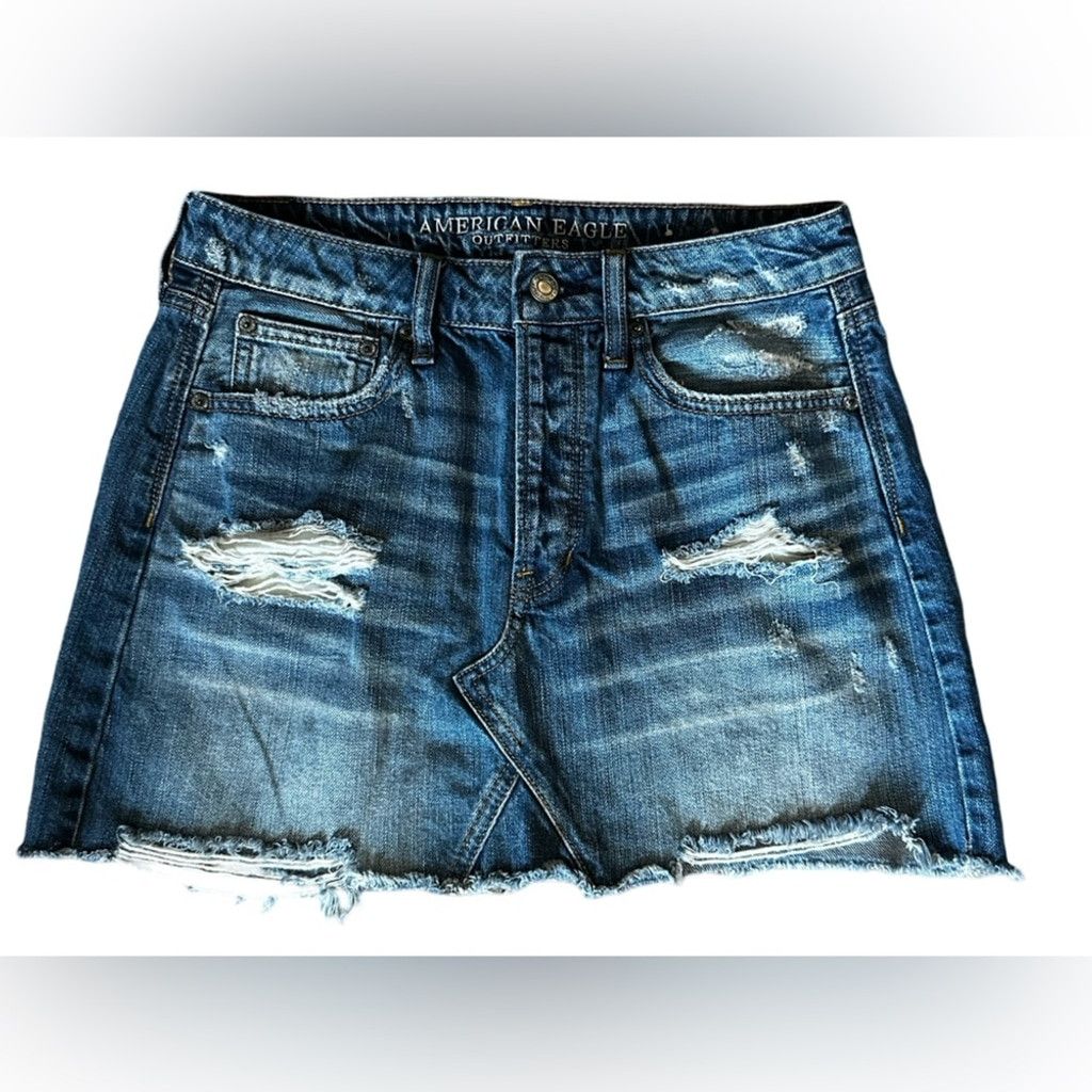 American Eagle Outfitters American Eagle Denim Mini Skirt Blue Women's Size 6. Size 28" / US 6 / IT 42 - 10 Thumbnail