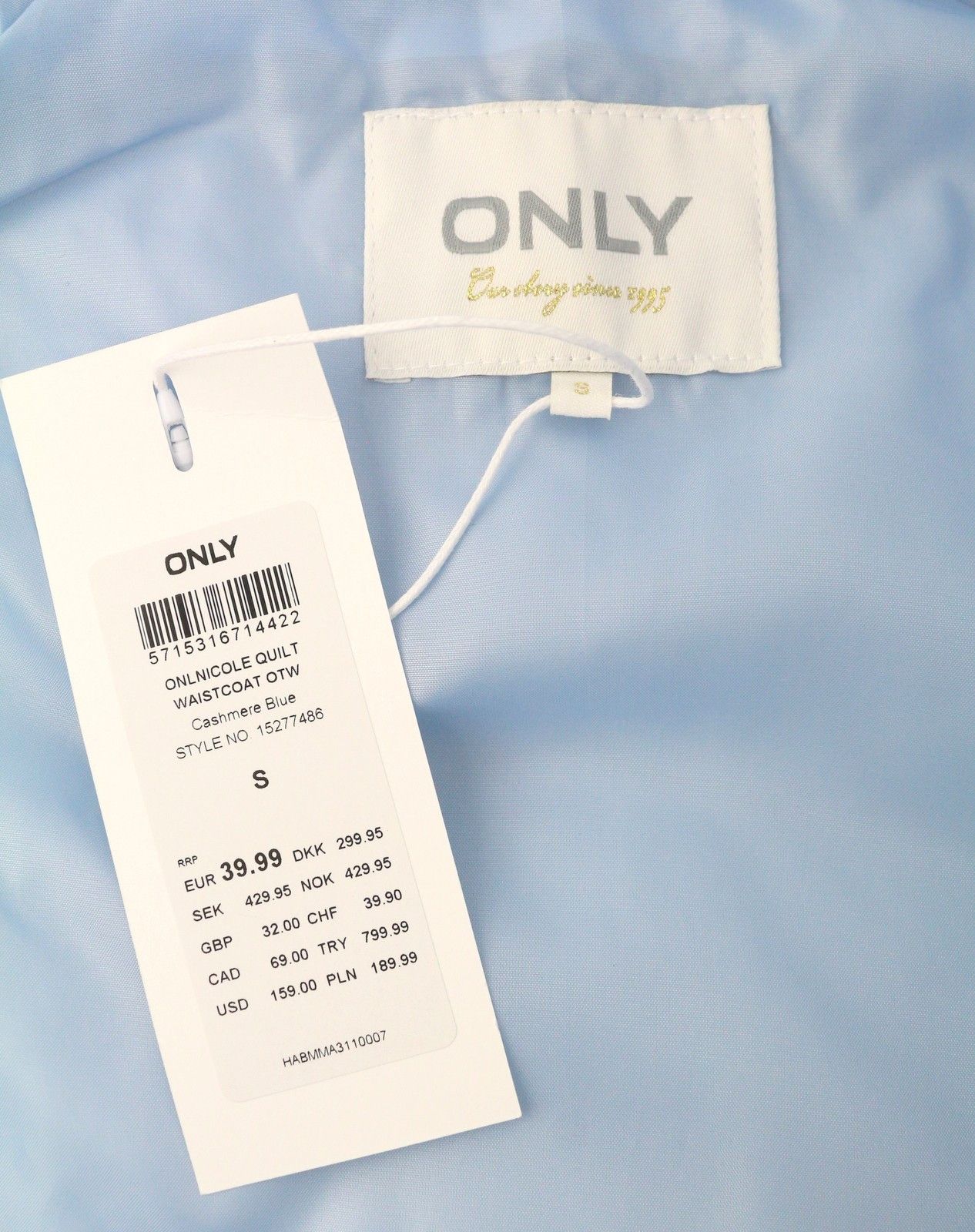 Other NICOLE QUILT S Light Blue Padded High Neck Zip 88027 Size S / US 4 / IT 40 - 7 Thumbnail