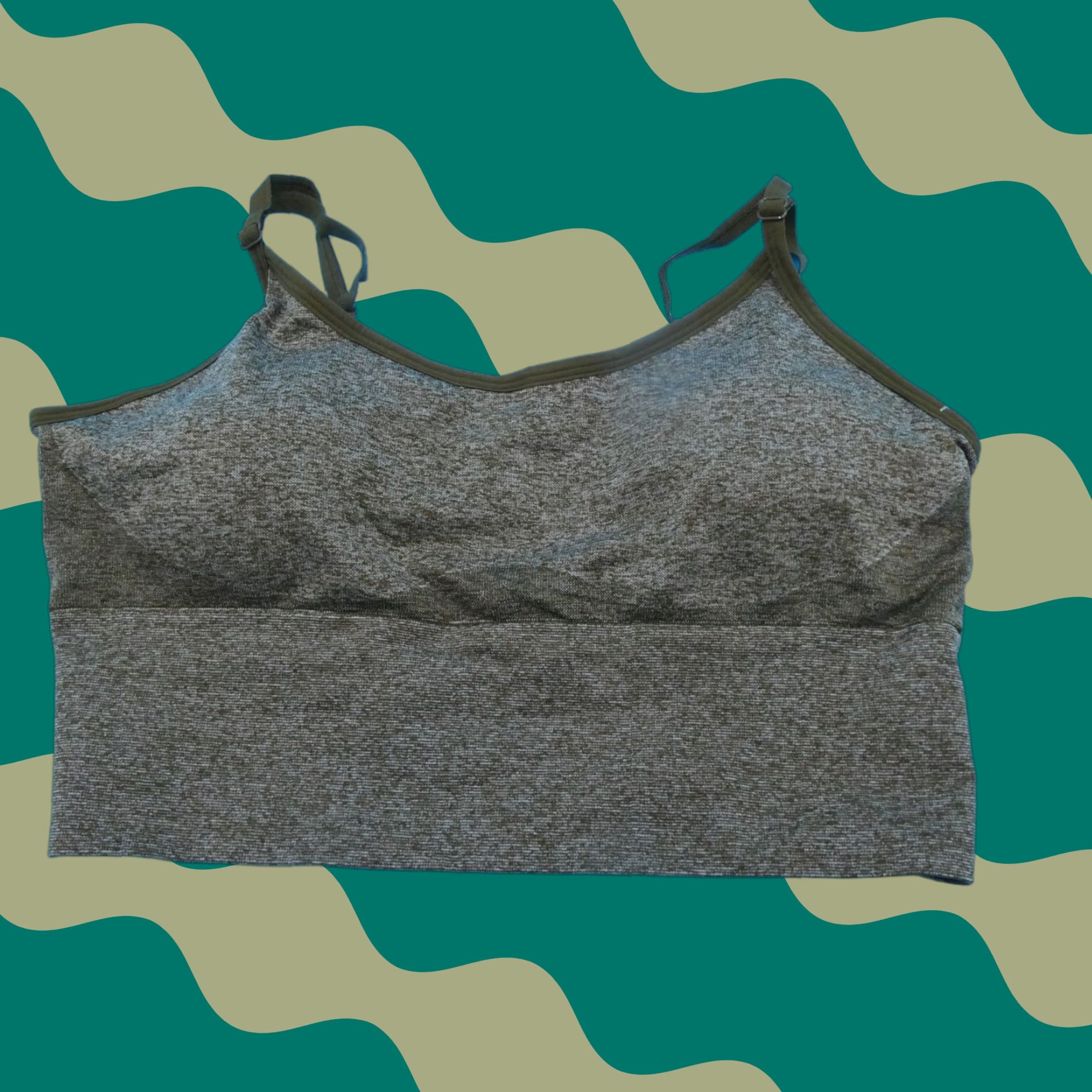 Victorias Secret Sports Bra XL Heather Green Seamless Lightly Lined Pullover New