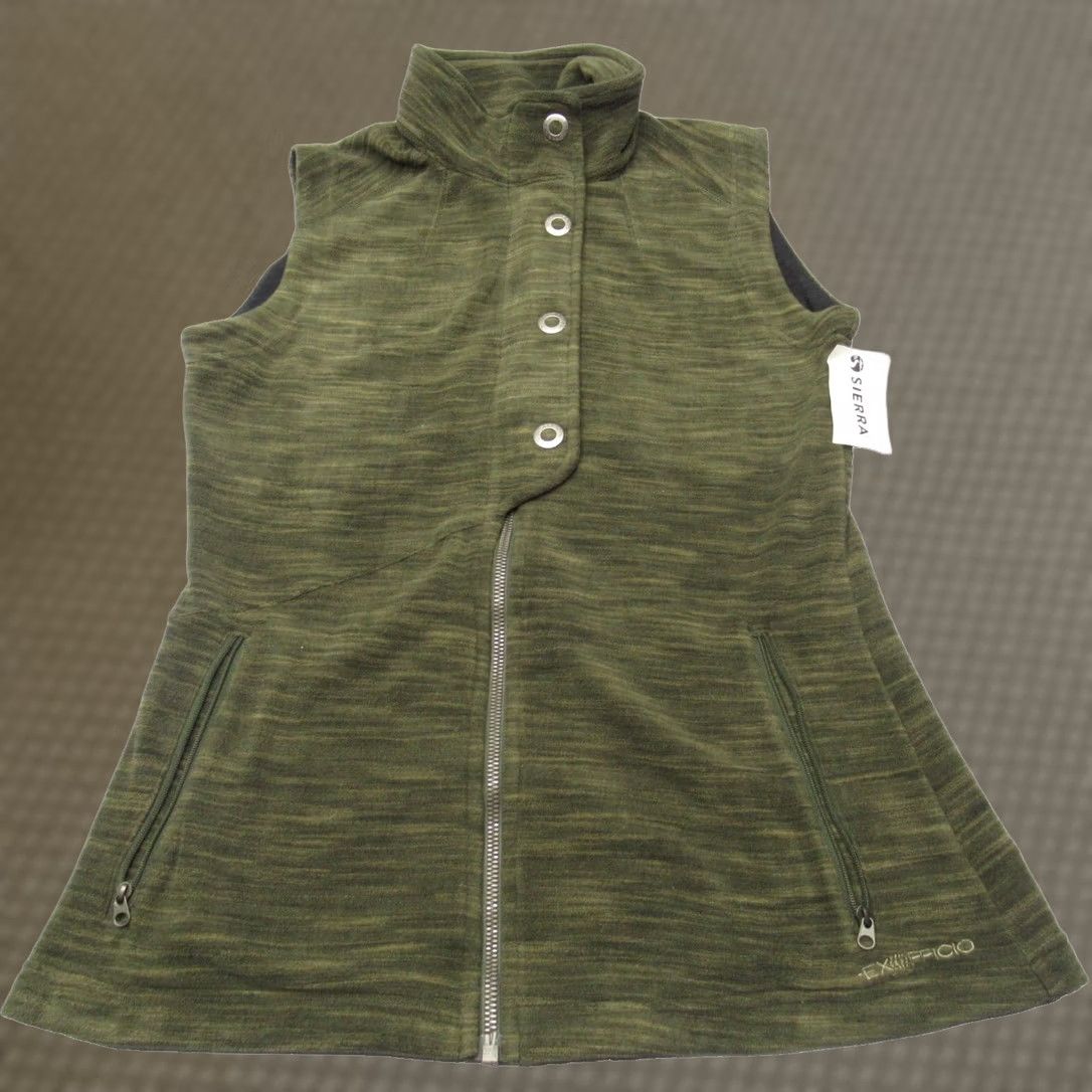 ExOfficio Exofficio Vest Womens Small Green Zip Pockets Full Zip Fleece NEW Calluna Breathable Sleeveless Mid-Length Casual Outdoor Spring Winter Fall Womens Size S / US 4 / IT 40 - 1 Thumbnail
