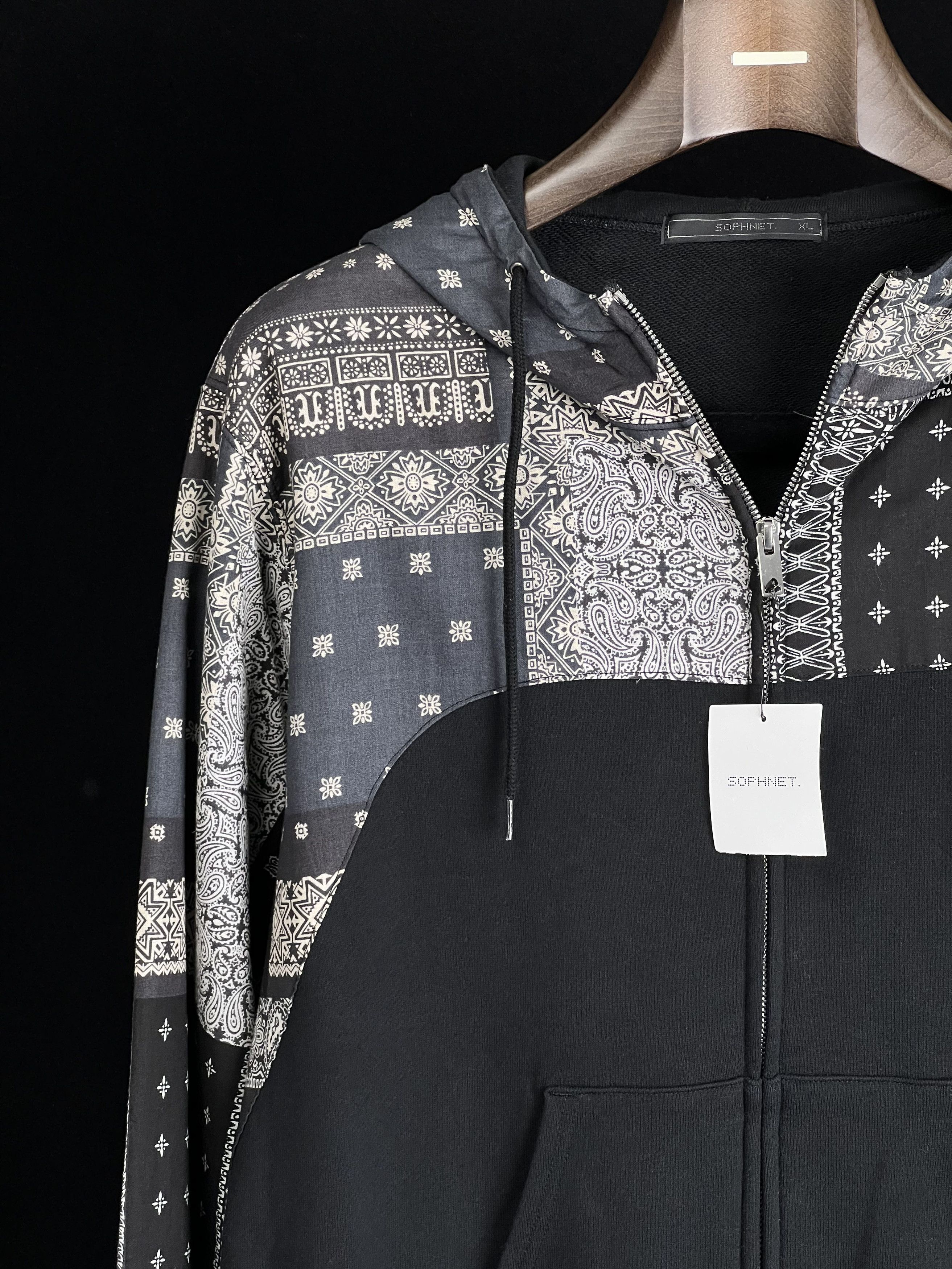 Sophnet. Brand New Bandana Chest Panel Zip Up Hoodie Black XL Size US XL / EU 56 / 4 - 5 Thumbnail