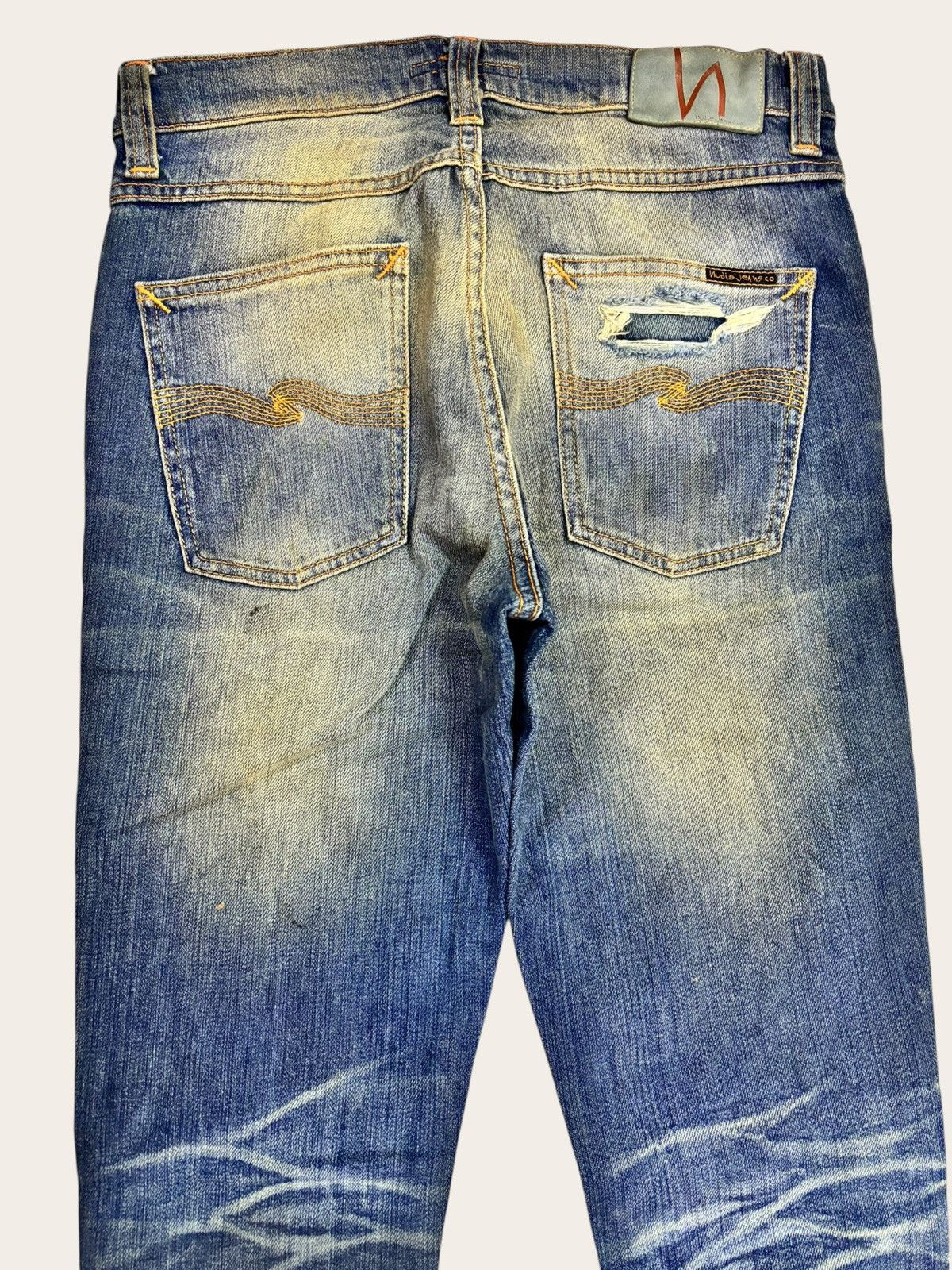 Nudie Jeans Y2k Nudie Crazy Yellow Wash Faded Distress Jeans Size US 29 - 6 Thumbnail