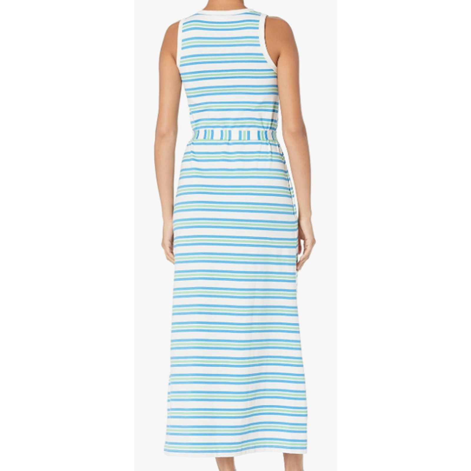 Lacoste Lacoste Women's Sleeveless Striped Belt Maxi Dress Orange 10 Size M / US 6-8 / IT 42-44 - 3 Thumbnail