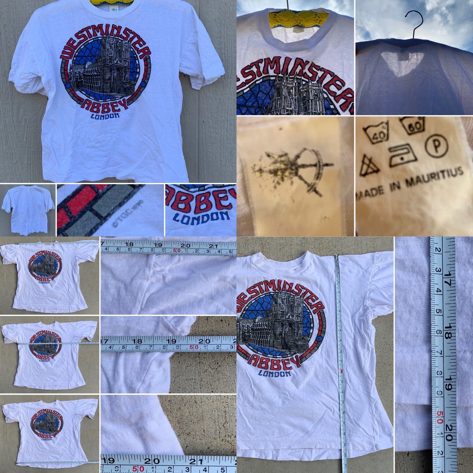 Vintage VINTAGE Westminster Abbey London Shirt Womens 90s Single Stitch Cropped White Cotton Graphic Boxy TGC 1990s Size ONE SIZE - 8 Thumbnail