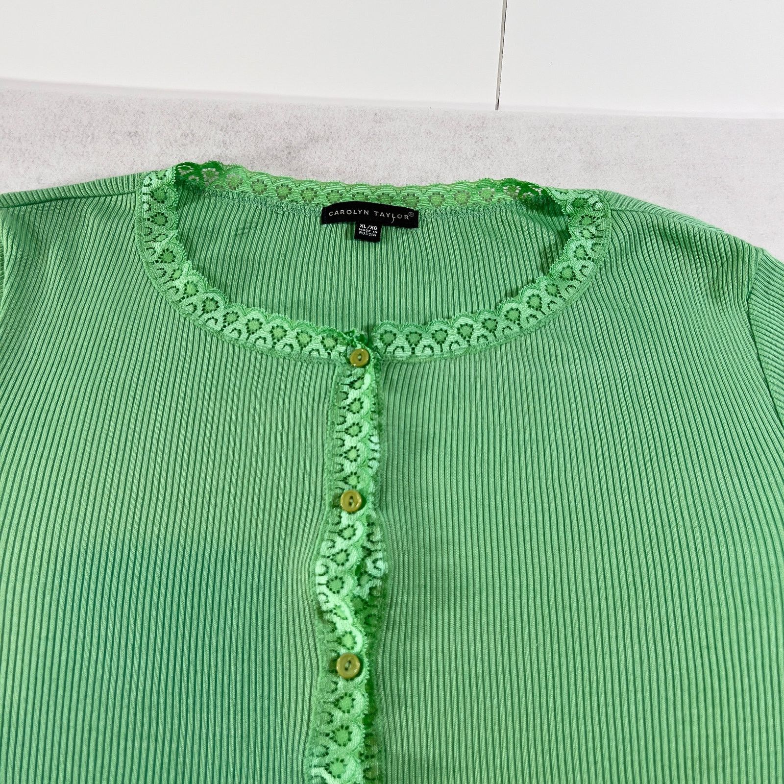 Other Button Up Top Carolyn Taylor Woman's XL Green Lace Trim Size XL / US 12-14 / IT 48-50 - 4 Thumbnail