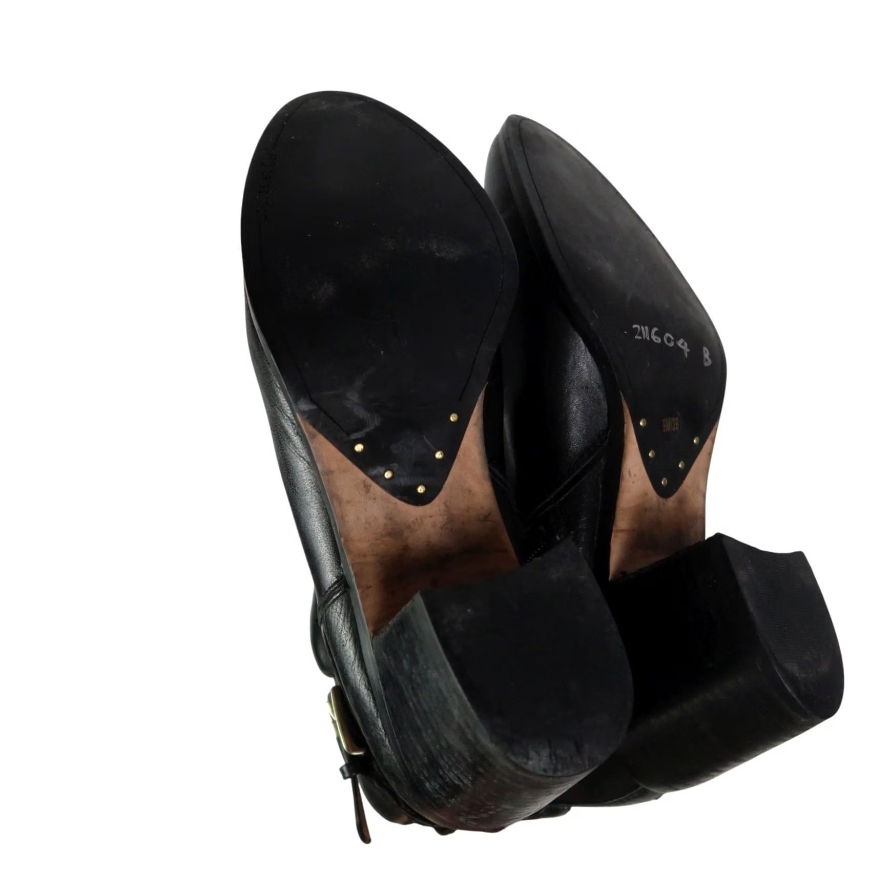 Vintage Louise et Cie Zalia Black Leather Heeled Ankle Boots Zip Closure 9 Women Boots Mid Heel Casual Fall Spring Women Size US 9 / IT 39 - 7 Thumbnail