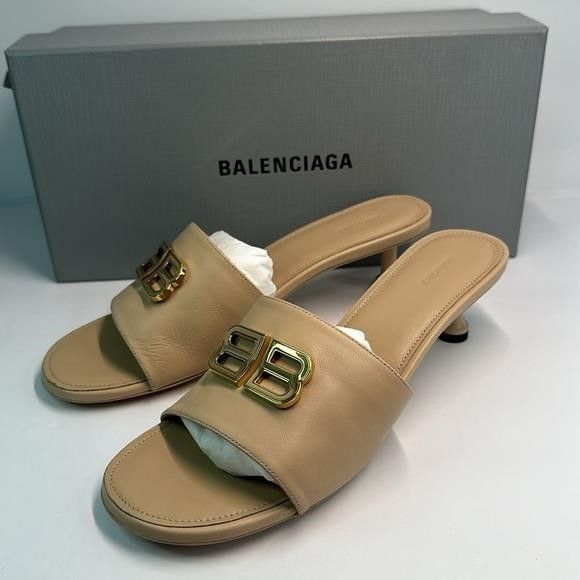 Balenciaga 💯- New Authentic Balenciaga Beige Groupie Leather Heels Size US 9 / IT 39 - 5 Thumbnail