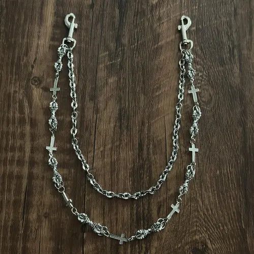 Jewelry Silver Cross Chain Wallet Chain, Gothic Punk Accessory Size ONE SIZE - 4 Thumbnail