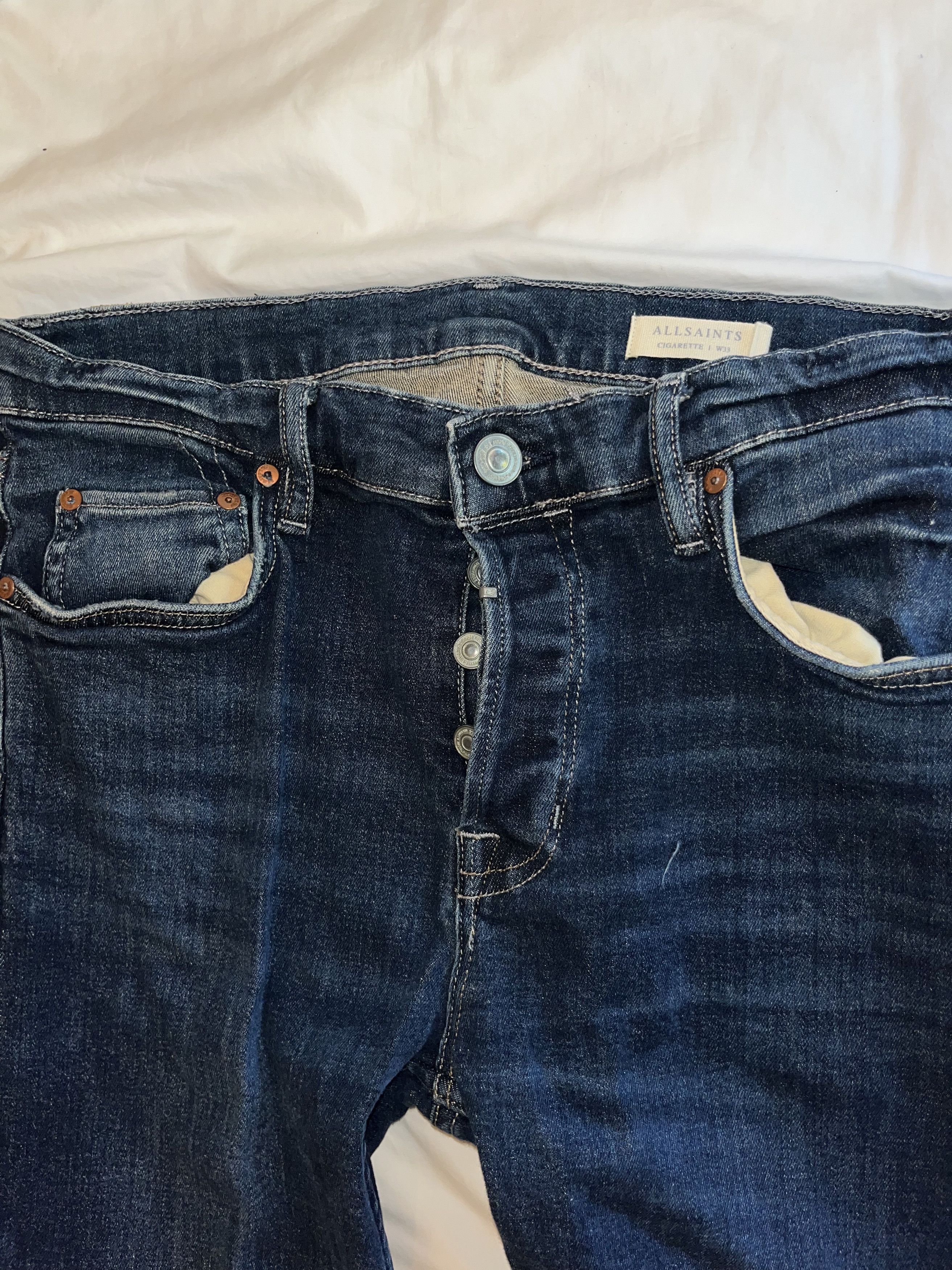 Allsaints Allsaints Blue Cigarette Denim Size US 33 - 3 Thumbnail
