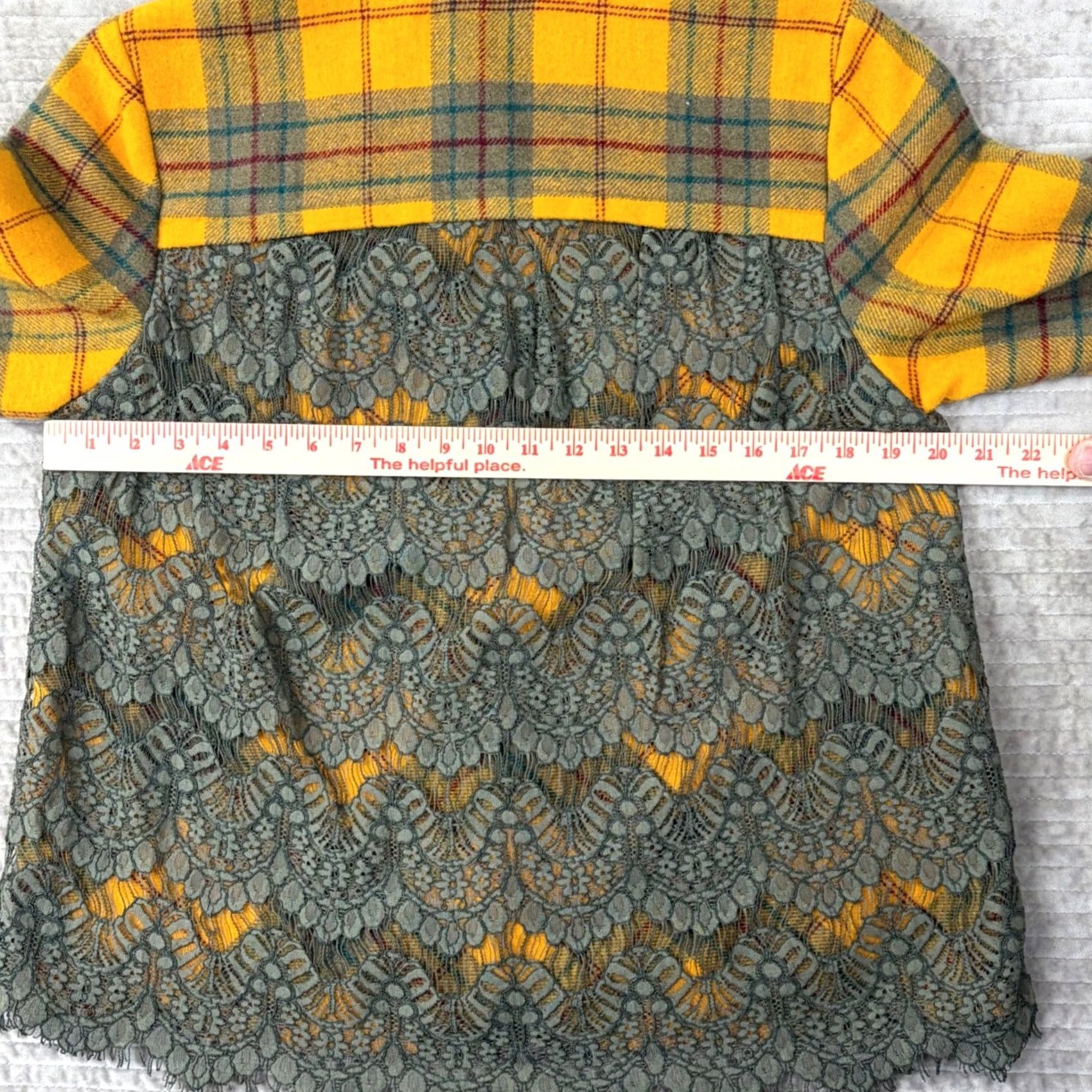 Vintage Sundance Womens Jacket Shacket Plaid Wool Blend Lace Back Button Front 10 Yellow Child? Size L / US 10 / IT 46 - 7 Thumbnail