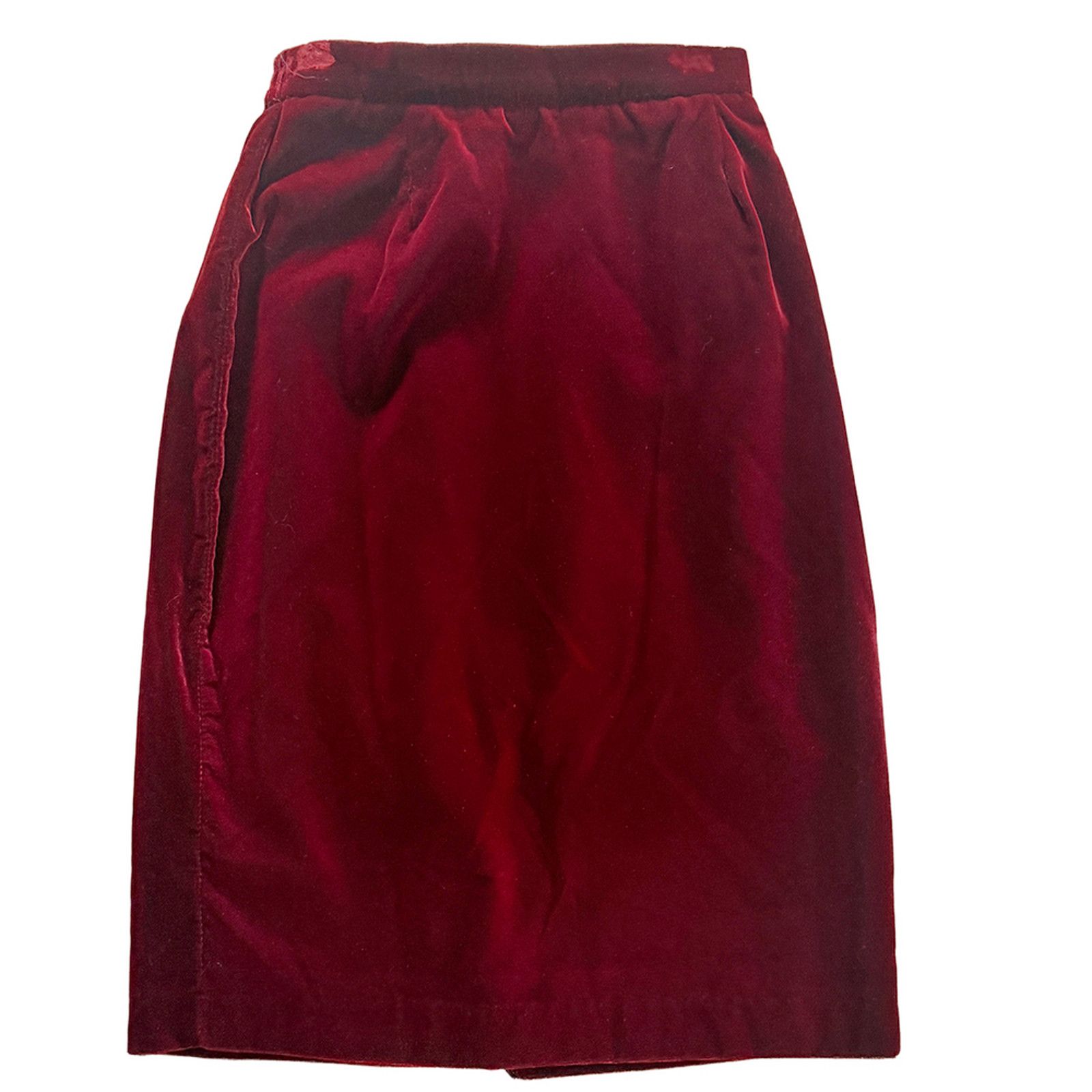 Other 90s Vintage velvet burgundy wine red pencil skirt Size 27" / US 4 / IT 40 - 1 Thumbnail