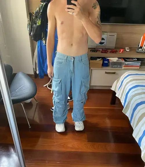 Other Multi-pocket Jeans Men's Retro Street Harajuku Trousers Size US 28 / EU 44 - 2 Thumbnail