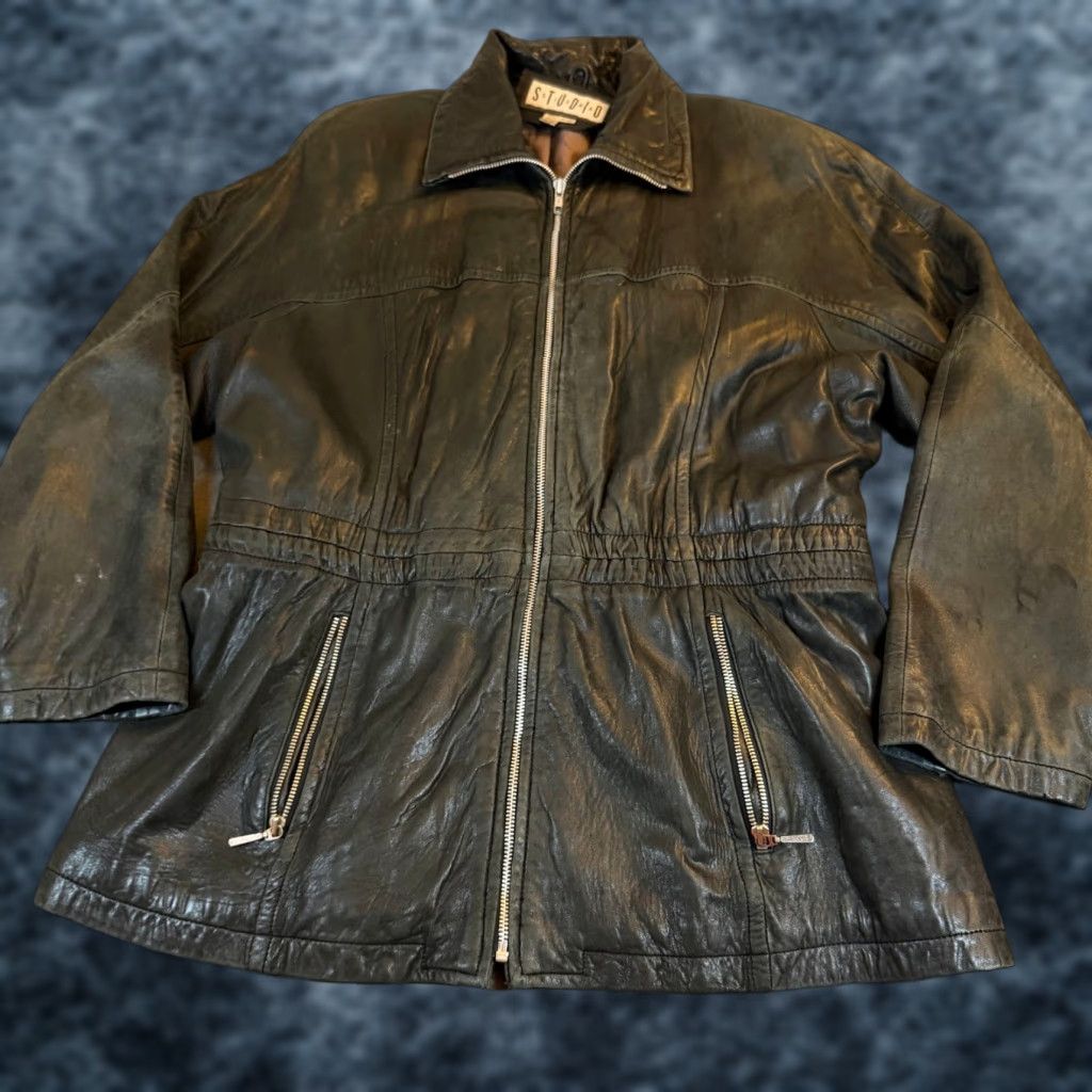 Vintage VINTAGE Studio Leather Jacket - Thinsulate Insulated Zip - Black - Women - L - 90s Retro Biker/Moto Style Size L / US 10 / IT 46 - 1 Thumbnail