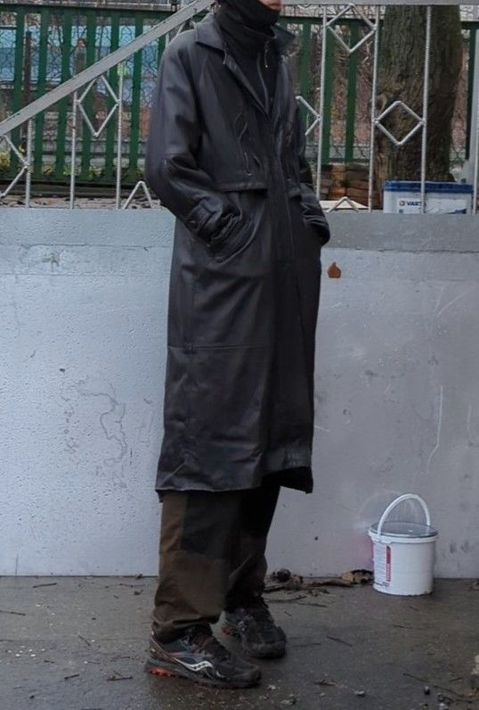 Japanese Brand × Vintage Black Retro Long Leather Jacket Vintage Archive 90s 80s Size US XL / EU 56 / 4 - 4 Thumbnail