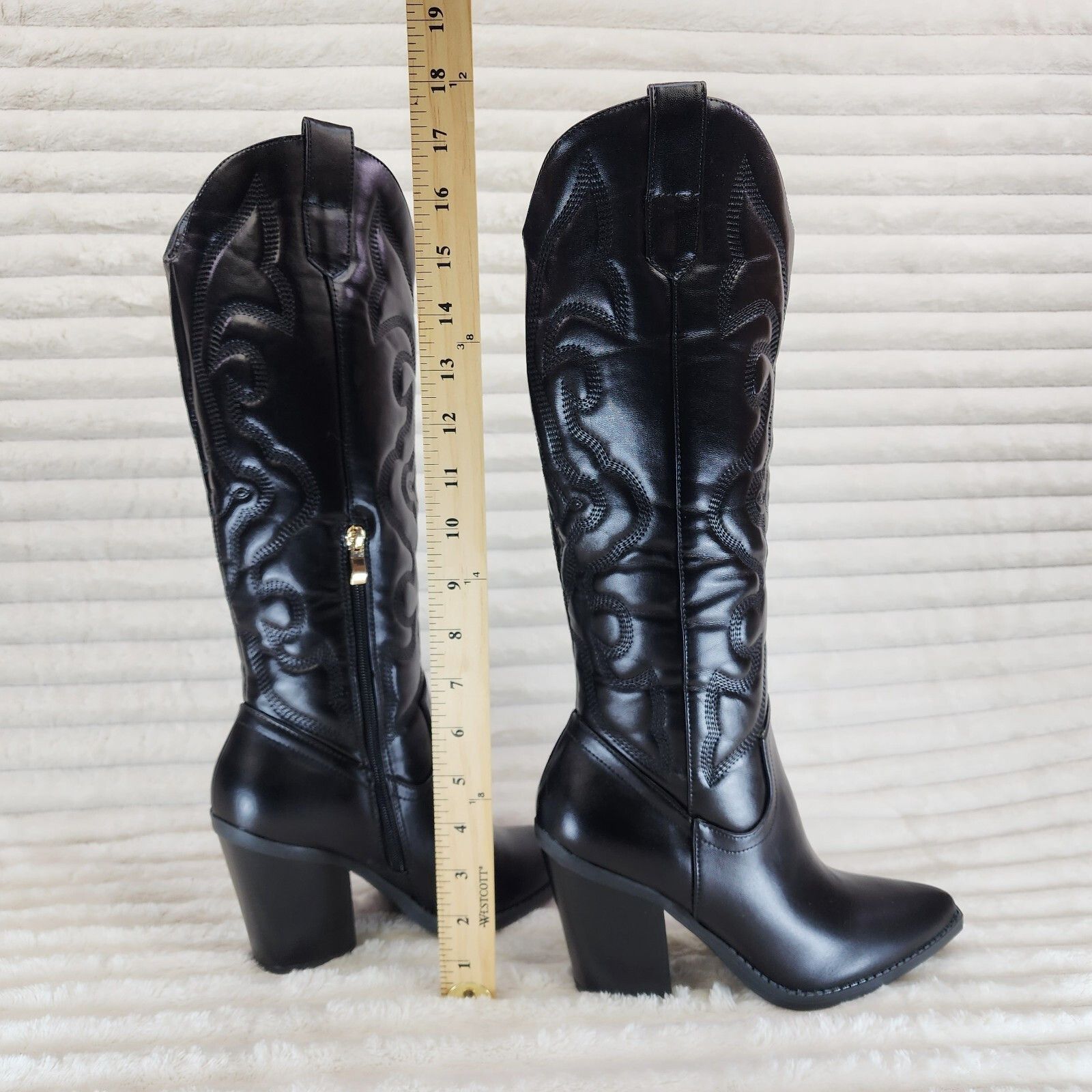 Other Electric Cowboy Western Faux Leather Knee High Cowgirl Boots Size US 8.5 / IT 38.5 - 8 Thumbnail