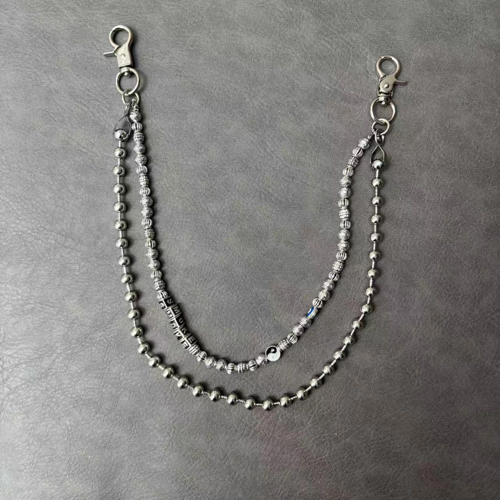 Jewelry Silver Double Chain Wallet Pants Accessory, Men's Chain Size ONE SIZE - 5 Thumbnail