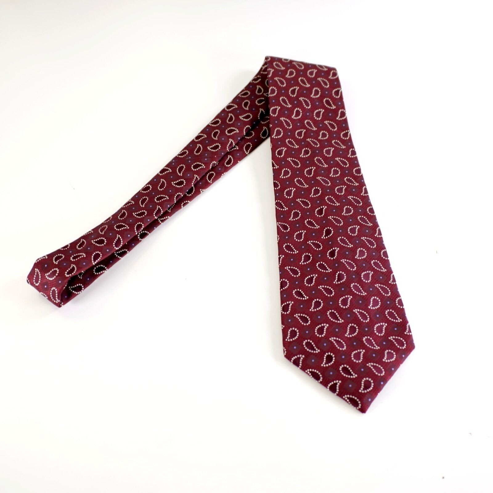 Tasso Elba Tasso Elba Maroon Red Paisley Geometric Woven Wide Silk Tie Size ONE SIZE - 6 Thumbnail