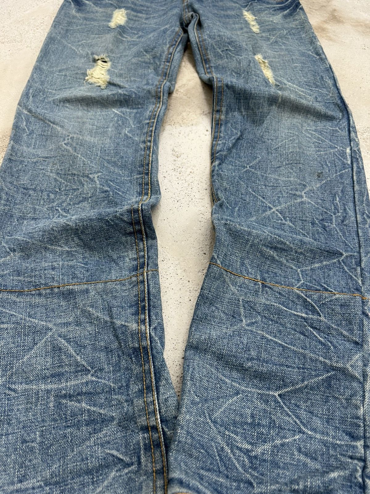 Hysteric Glamour Wave List Double Japan Waist Clawn Marks Cracked Washed Size US 31 - 8 Thumbnail
