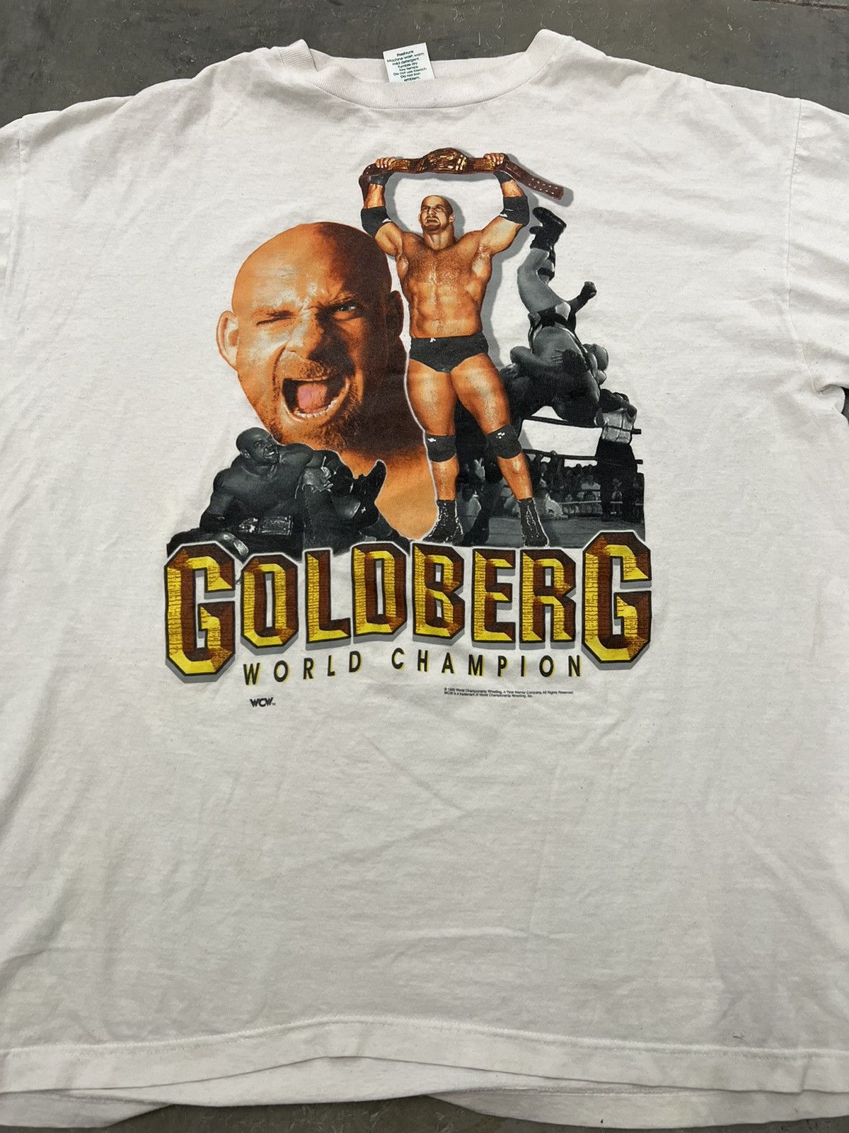 image of 1998 Vintage Wwe Goldberg World Champion Tee in White, Men's (Size 2XL)