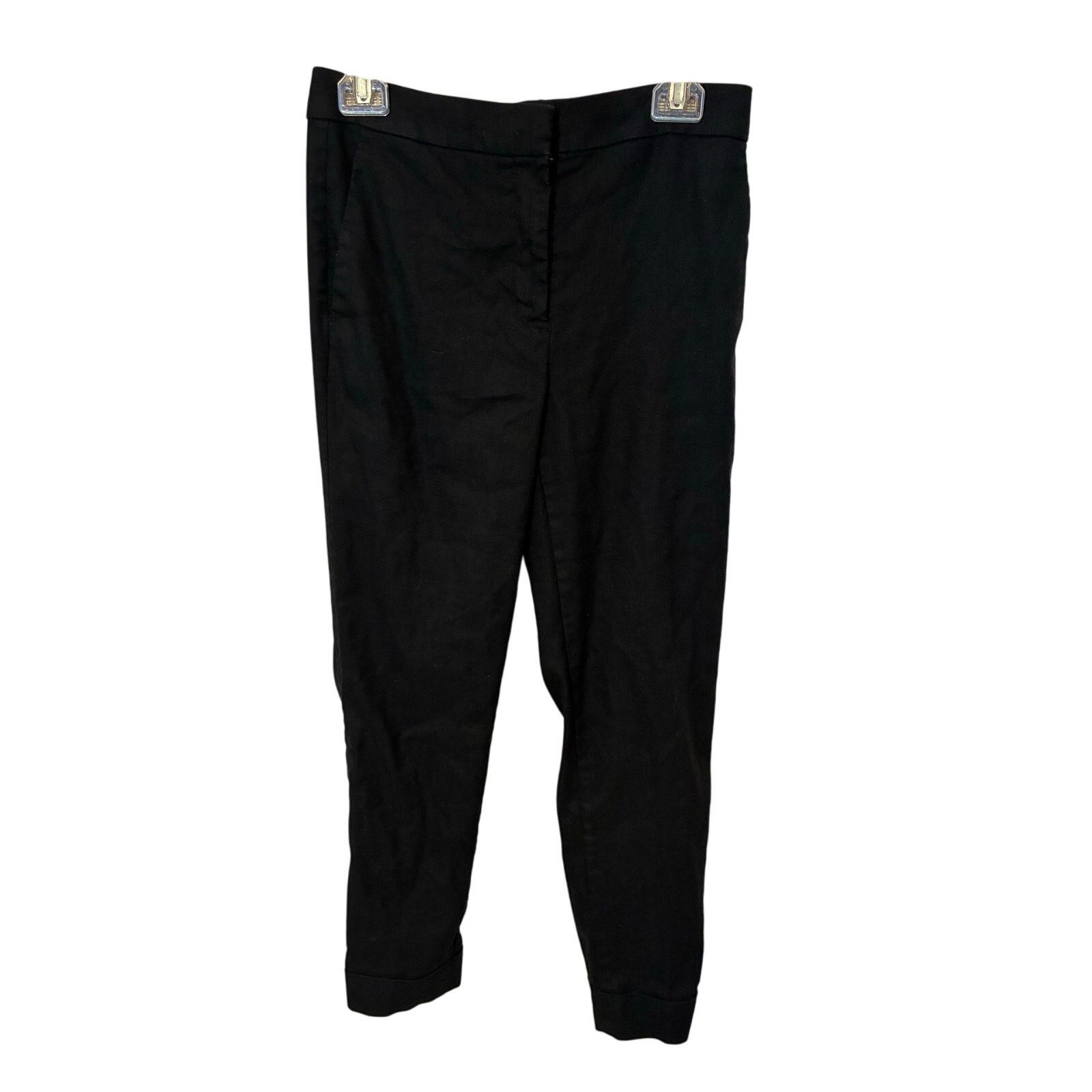 Ann Taylor Ann Taylor Stretch Linen Black Straight Leg Pants Sz 2 Size 26" / US 2 / IT 38 - 1 Thumbnail