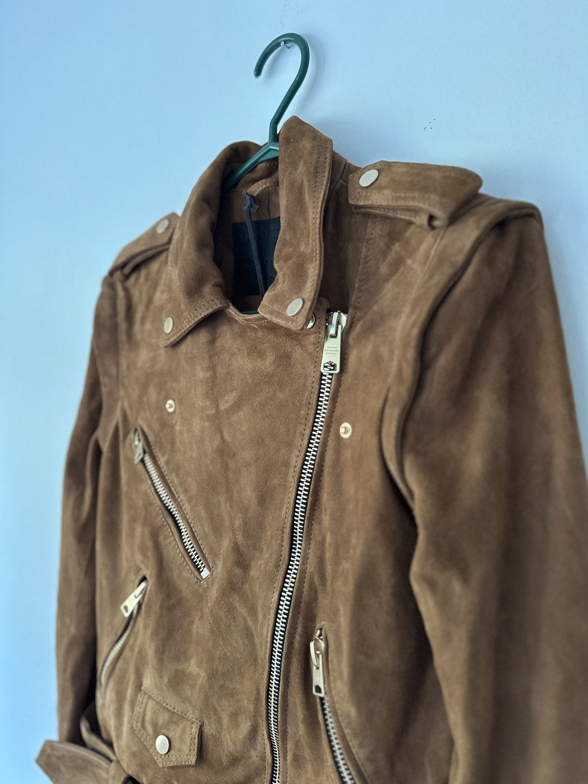 Allsaints ALL SAINTS Morgan Suede Biker Jacket in camel Size S / US 4 / IT 40 - 3 Thumbnail