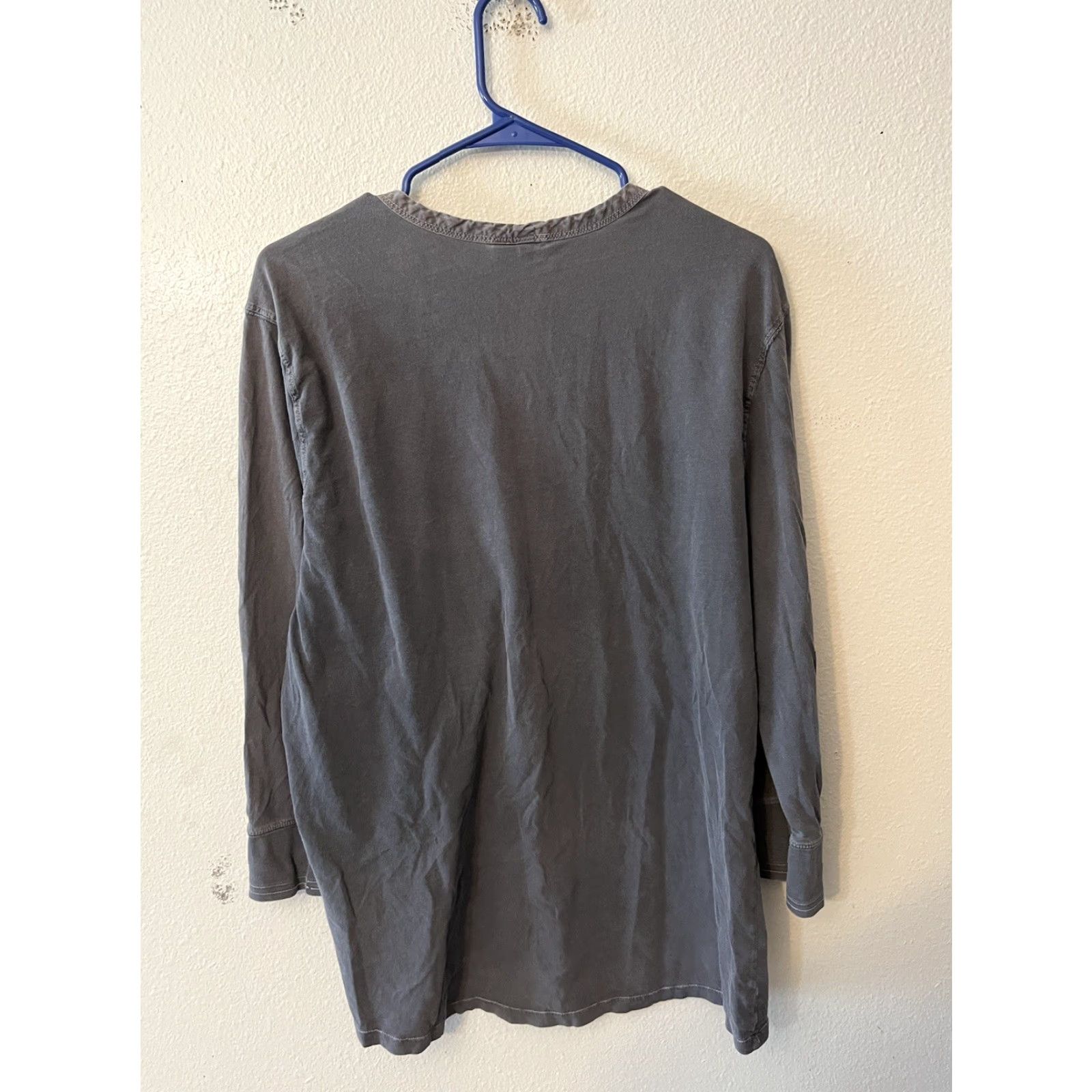 Vintage DIVIDED T-Shirt Women Gray Solid Henley 3/4 Sleeve L Cotton Blend Casual Modern Basic Shirt Womens Size L / US 10 / IT 46 - 2 Thumbnail