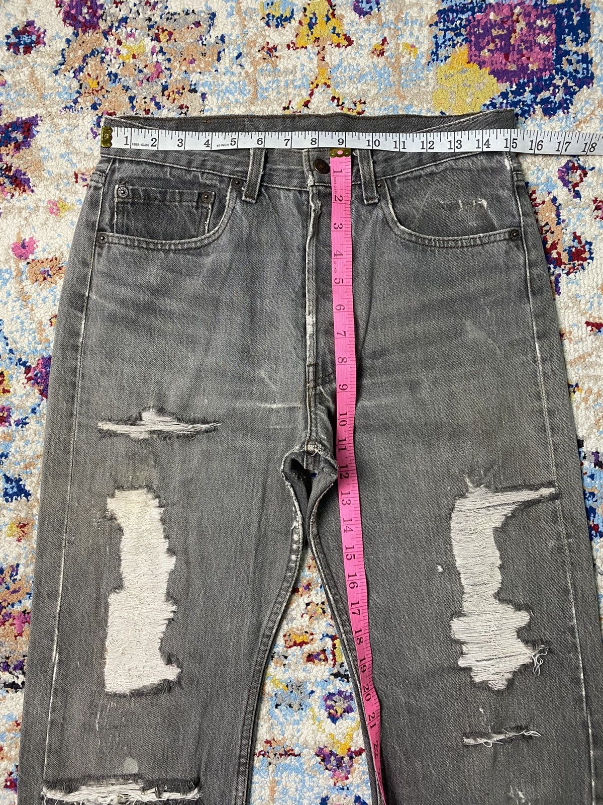 Levi's × Vintage 1989 Red Bat Wing 501 Levis Strauss Slim Straight Grey Jeans Size US 30 / EU 46 - 14 Thumbnail