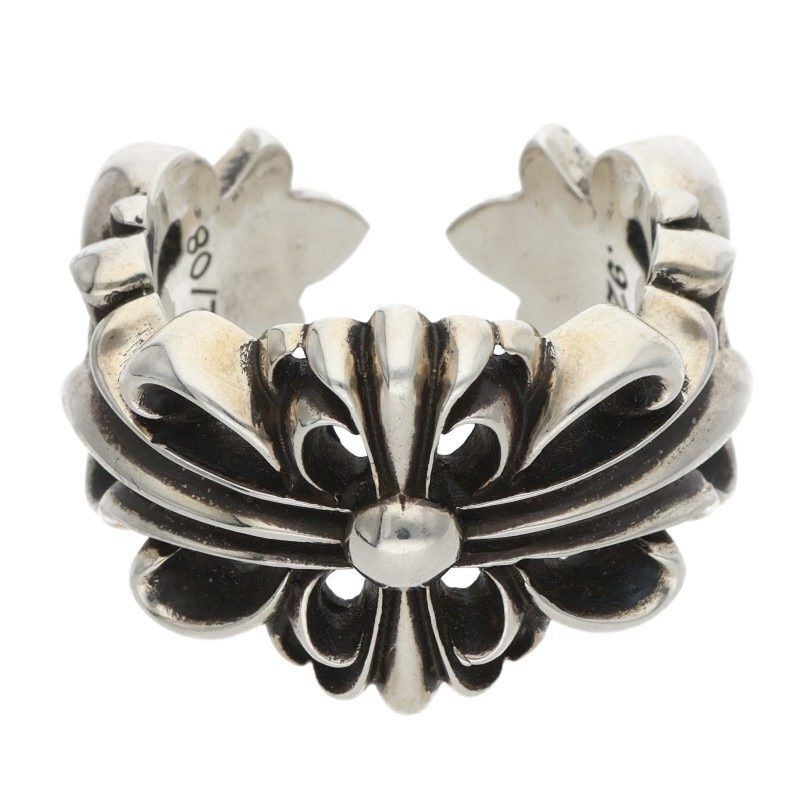 Chrome Hearts Chrome Hearts Double Floral Cross Silver Ring Size ONE SIZE - 1 Thumbnail