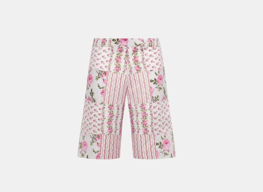 image of O1W1Db10324 Dior Jardin Bermuda Shorts In Multicolor, Men's