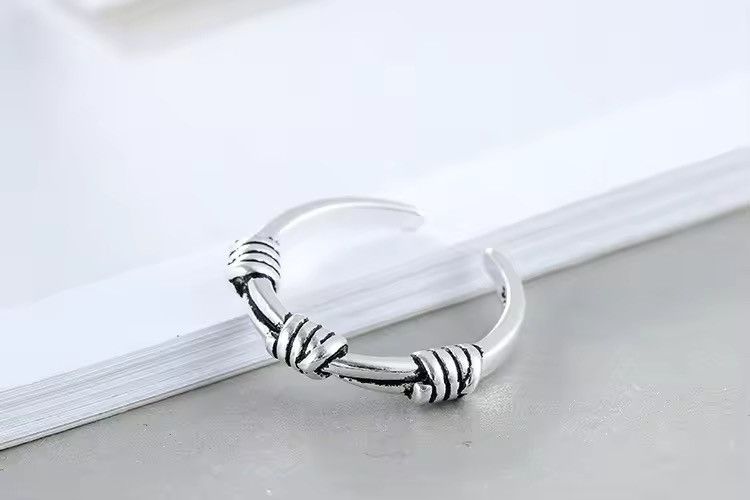 Jewelry Multi Lines Adjustable Ring in Silver, Men's