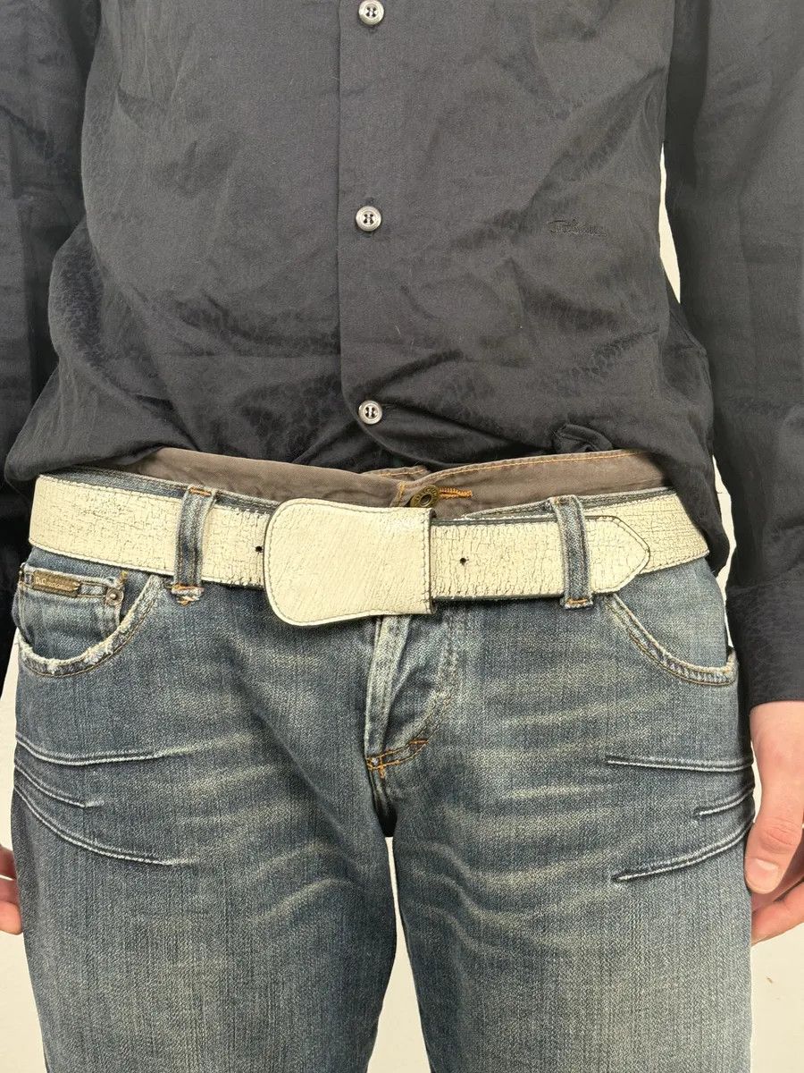 Maison Margiela 2012 Maison Margiela H&M White Painted Leather Belt Size ONE SIZE - 3 Thumbnail
