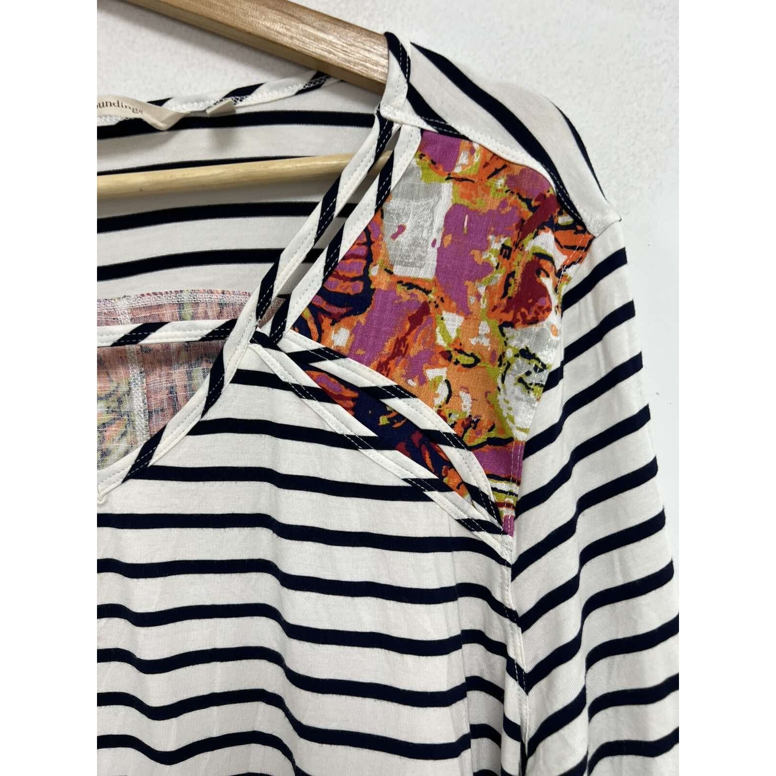 Soft Surroundings Soft Surroundings Striped Front Floral Top Size XL A000003 Size XL / US 12-14 / IT 48-50 - 4 Thumbnail