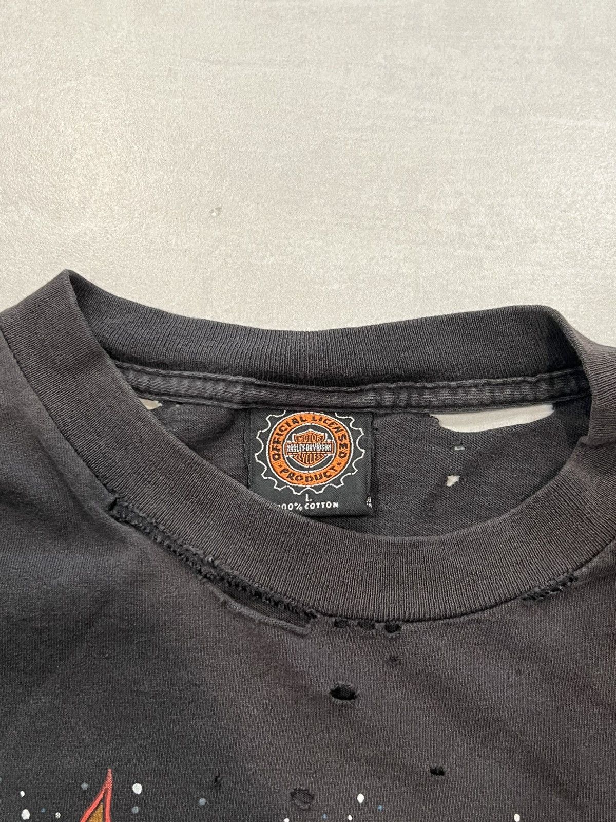 Harley Davidson 90s Faded Thrashed Harley Davidson Hottest Sound Flame Shirt Size US L / EU 52-54 / 3 - 9 Thumbnail