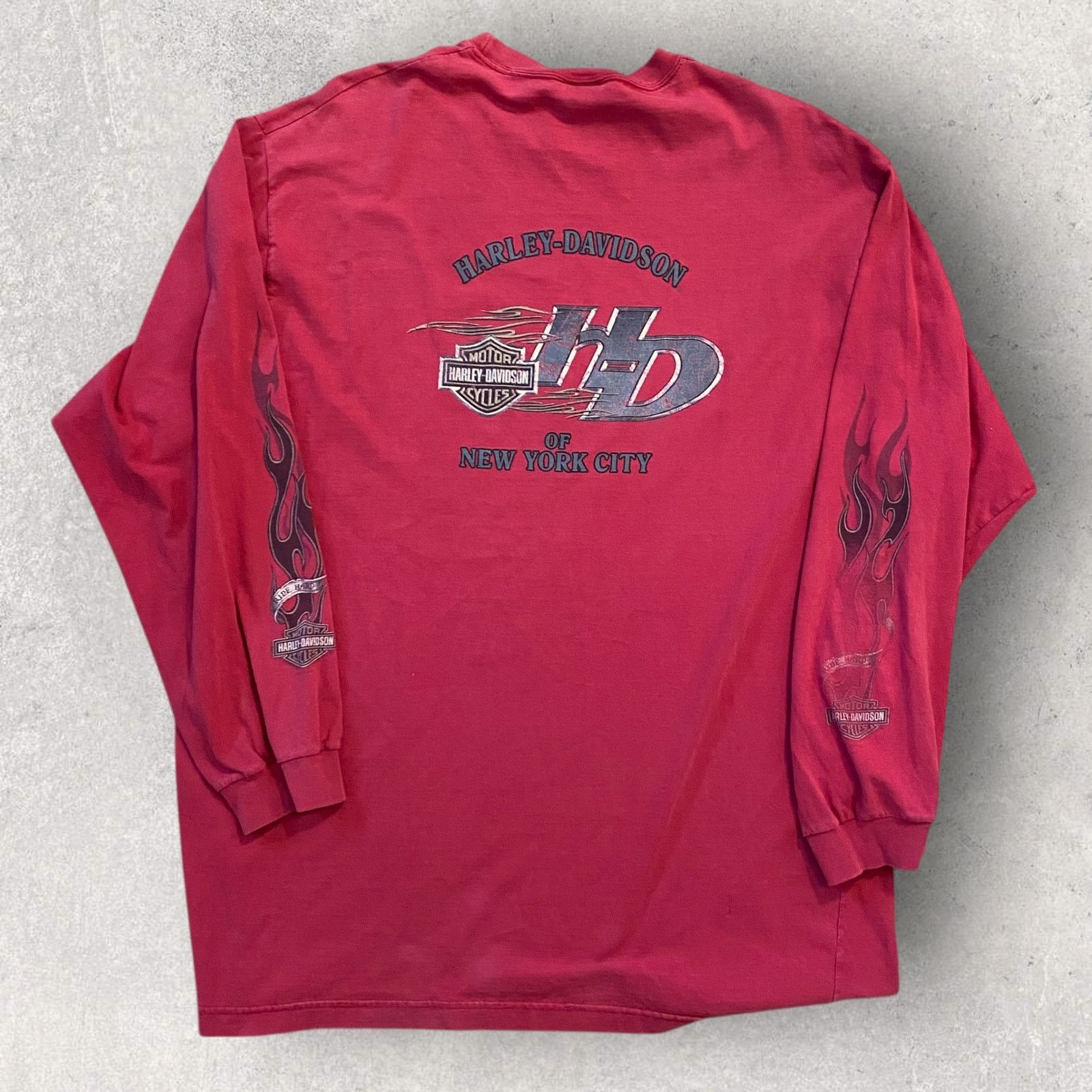 Harley Davidson × Vintage Vintage Harley Davidson Fire Long Sleeve NYC T Shirt Size US XL / EU 56 / 4 - 2 Thumbnail