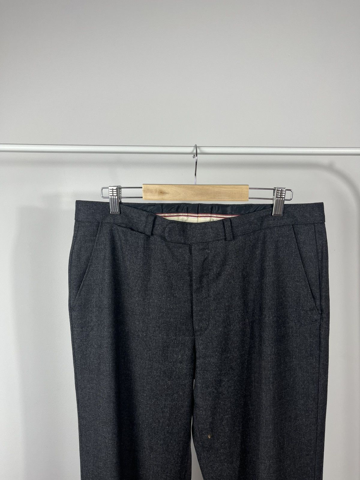 Japanese Brand × Vintage Ritex Form Cut Swiss Wool Trousers Dark Gray Classic Pants Size US 35 - 2 Thumbnail