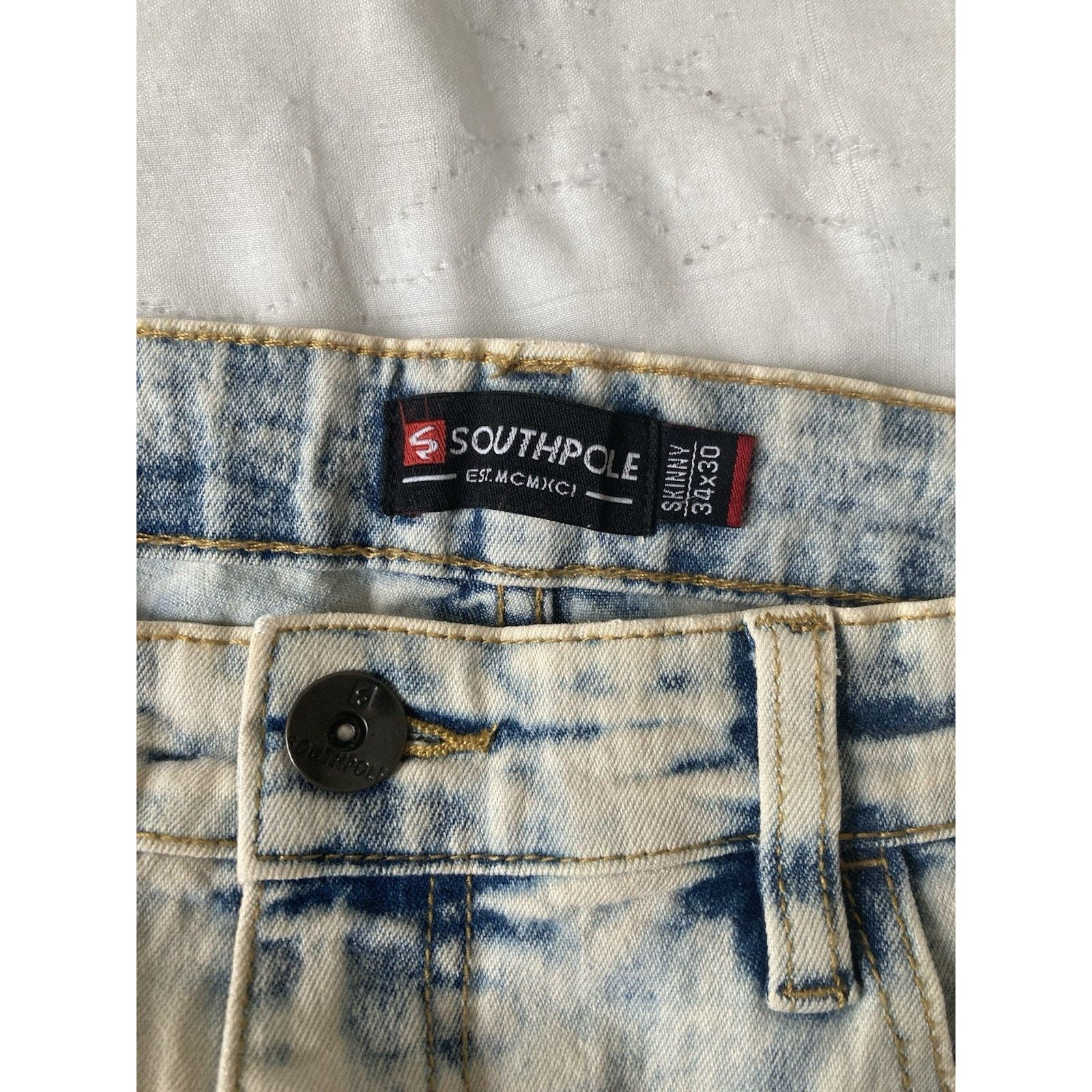 Southpole Southpole Blue Washed Distressed Skinny Jeans 34x30 Y2K Size US 34 / EU 50 - 2 Thumbnail