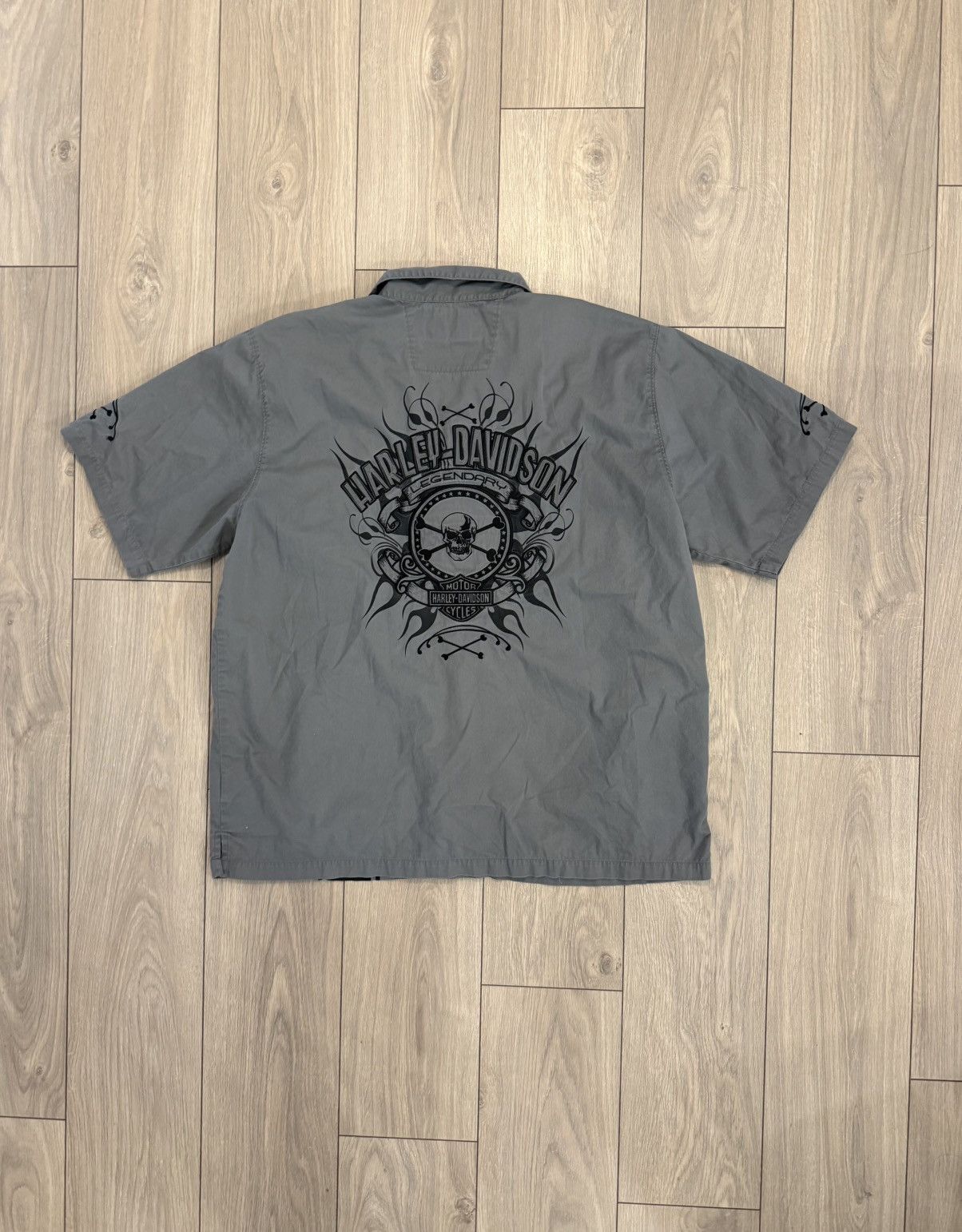 Harley Davidson Vintage Grey Harley Davidson Button-Up Shirt Size US XXL / EU 58 / 5 - 1 Thumbnail