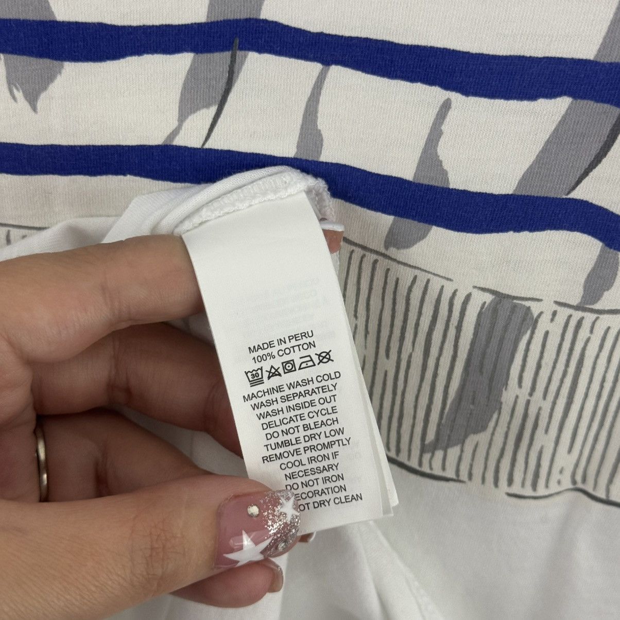 Kate Spade KATE SPADE White Blue Broome Street Tromp L'Oeil Graphic Tee Size M / US 6-8 / IT 42-44 - 11 Thumbnail