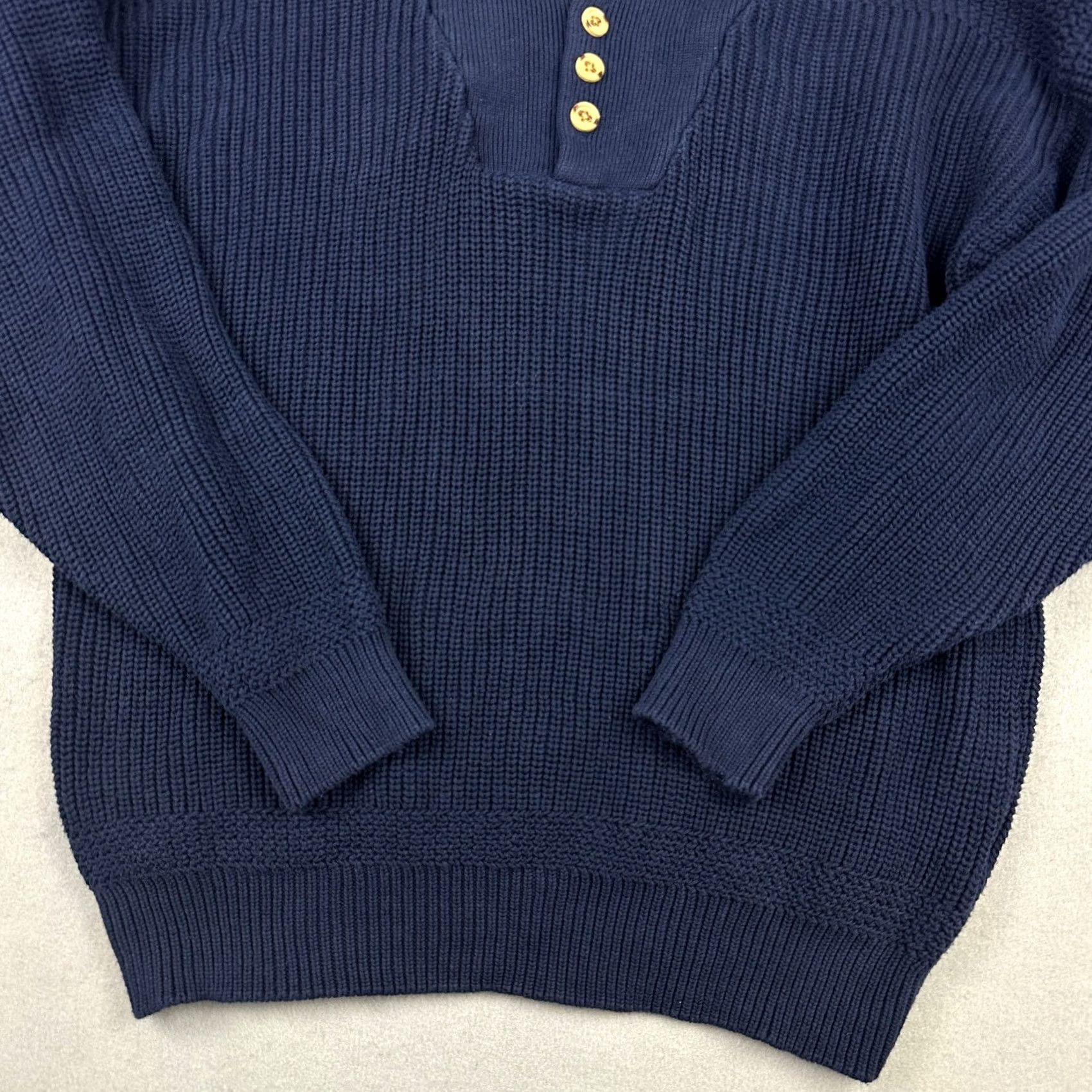 Eddie Bauer VINTAGE Eddie Bauer Sweater Men Large Tall Blue Henley 90s Size US L / EU 52-54 / 3 - 3 Thumbnail